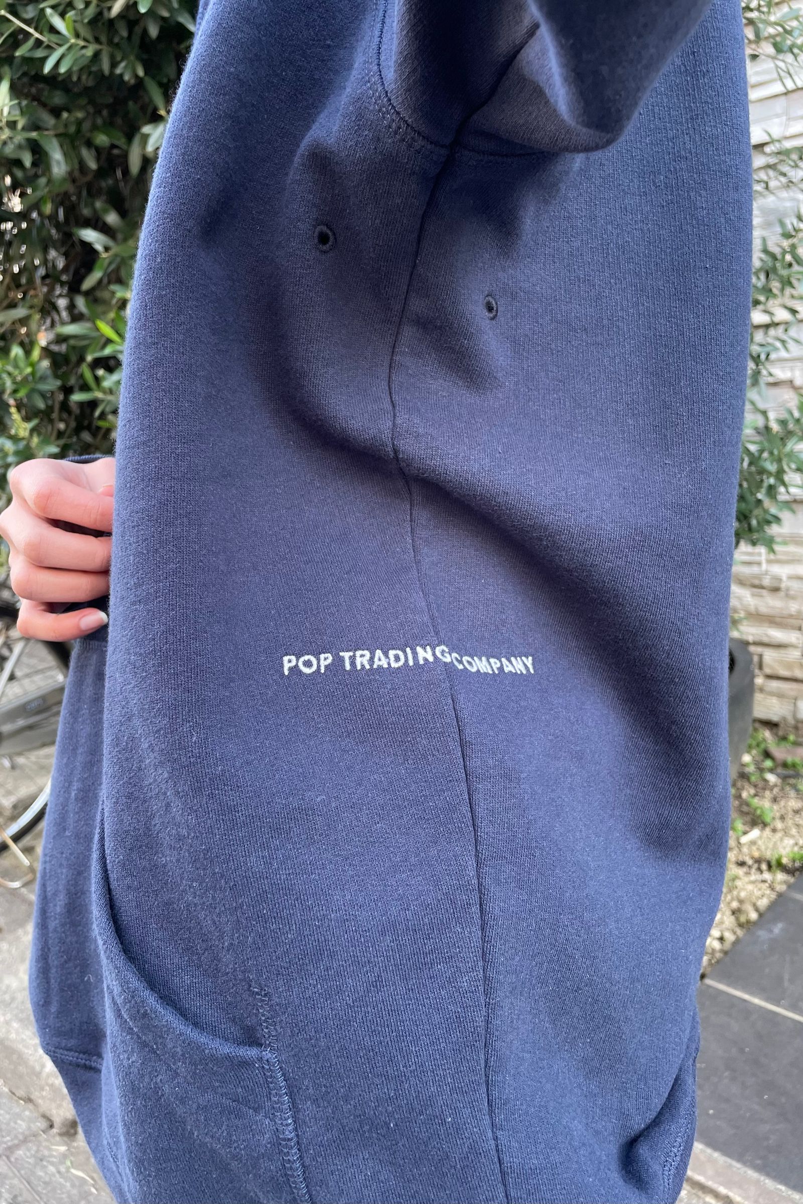 Pop Trading Company - captain embroidery hooded sweat -navy