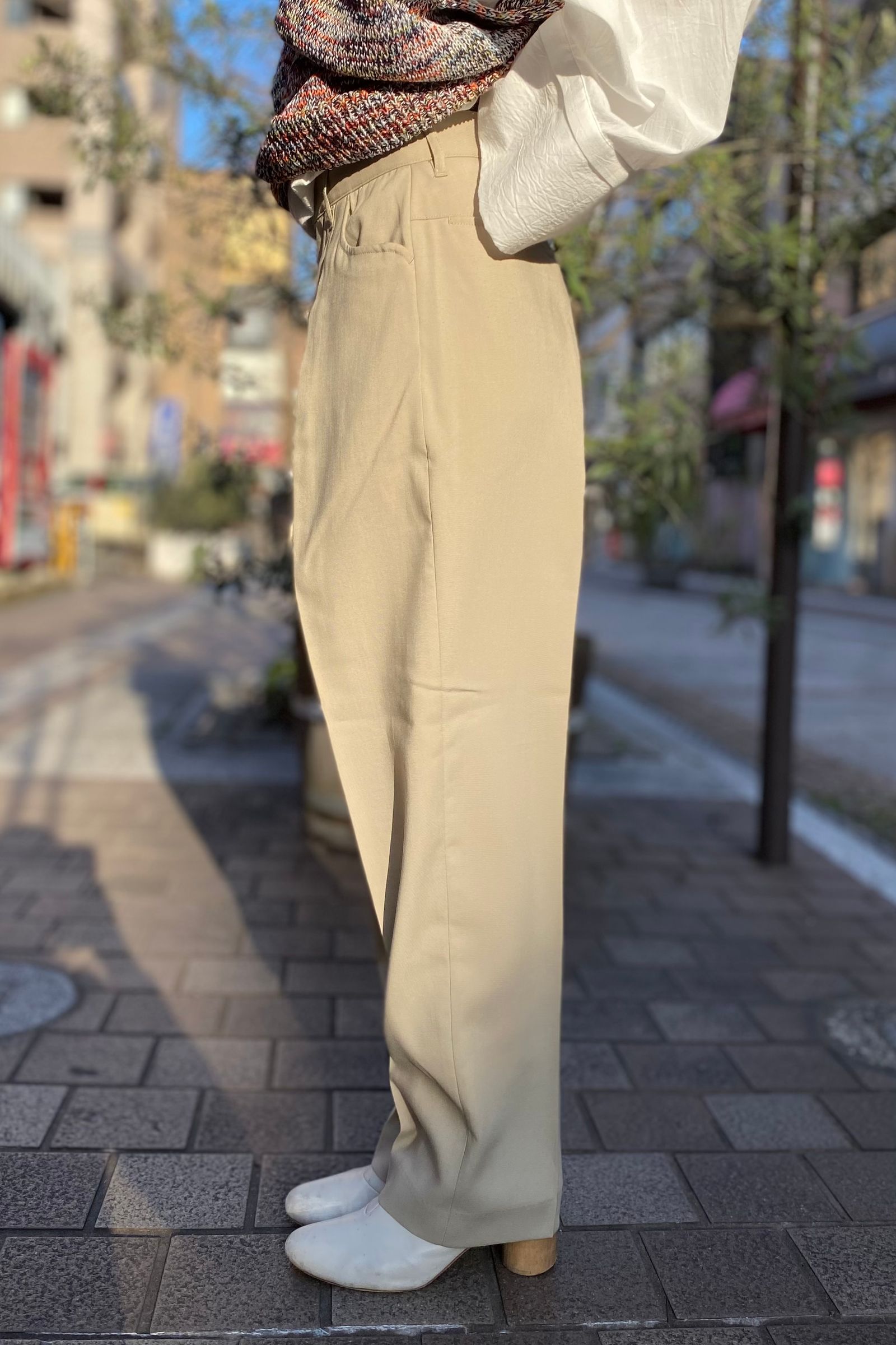 FARAH - 2タックワイドパンツ/T/Rホップサック-beige- 23ss women