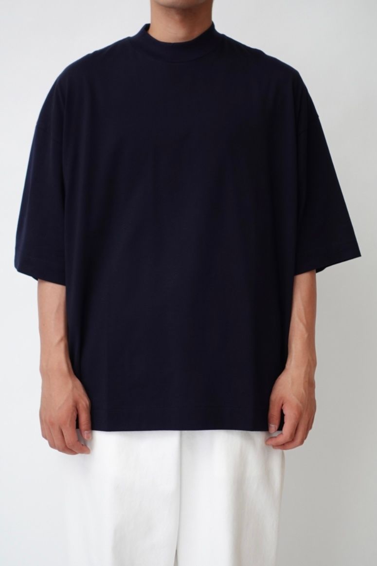 UNIVERSAL PRODUCTS - s/s mock neck t-shirt -blue-22ss | asterisk