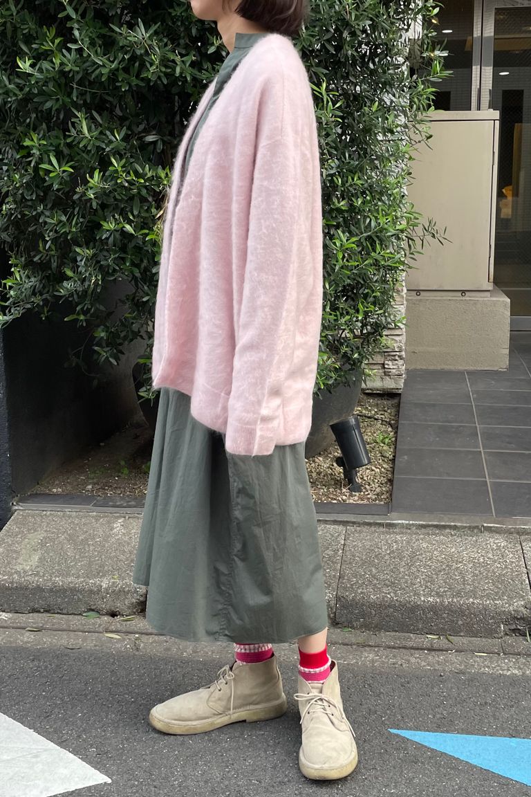 ATON - カシミアカーディガン/garment dye cashmere short cardigan 