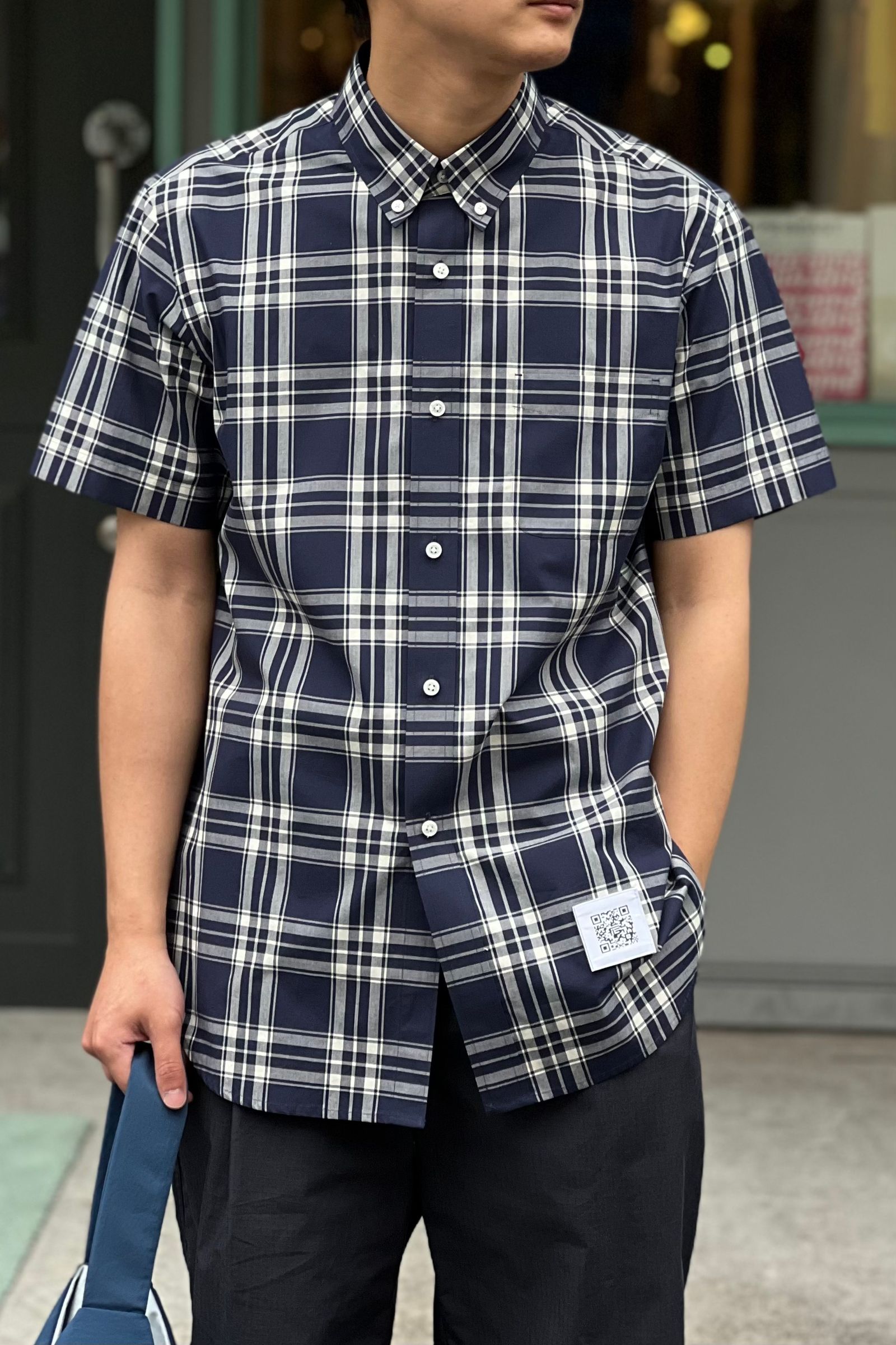FUMITO GANRYU - pleated button down shirt -dark navy- 22ss | asterisk