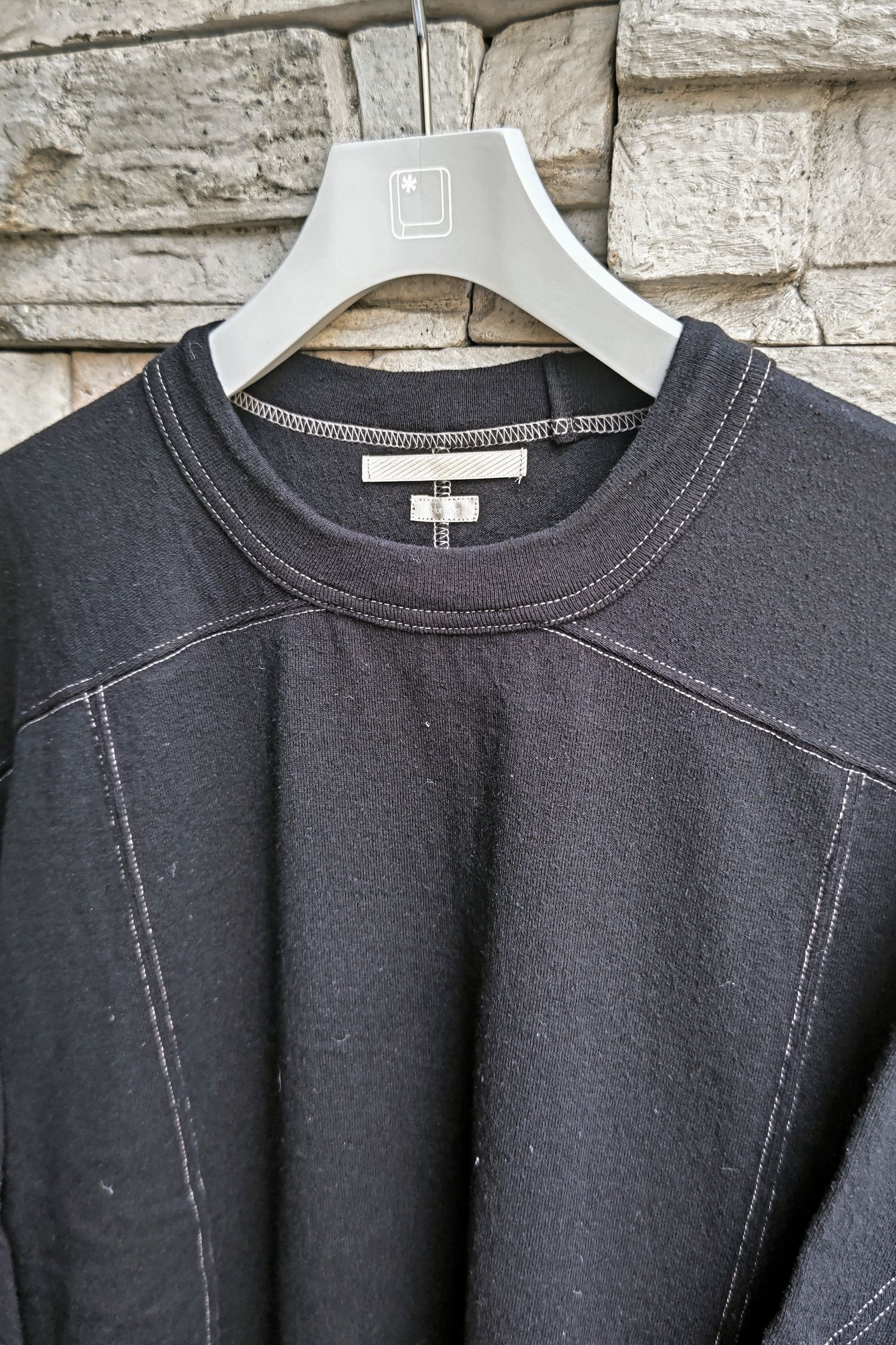 blurhms - Co/Silk Nep Hockey Shirt-BlackNavy×Ecru STITCH- 23aw men ...