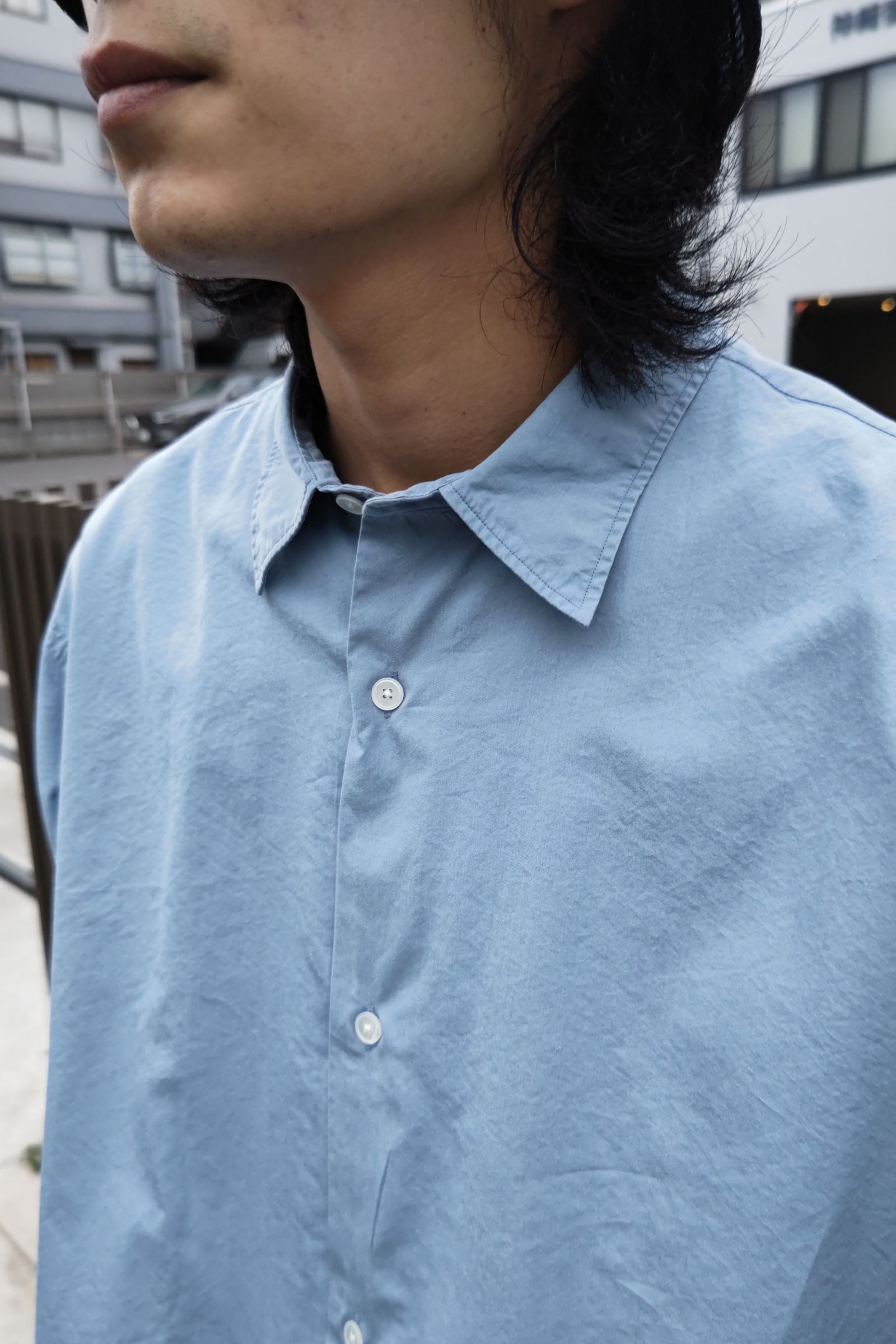 A.PRESSE - regular collar shirt -indigo- 23ss | asterisk