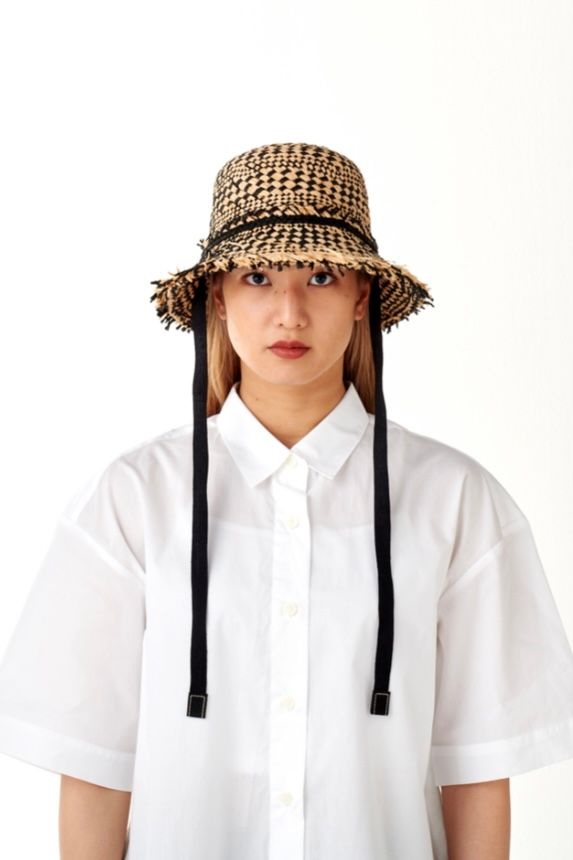 KIJIMA TAKAYUKI - RAFFIA & PAPER BUCKET HAT-black- 23ss women