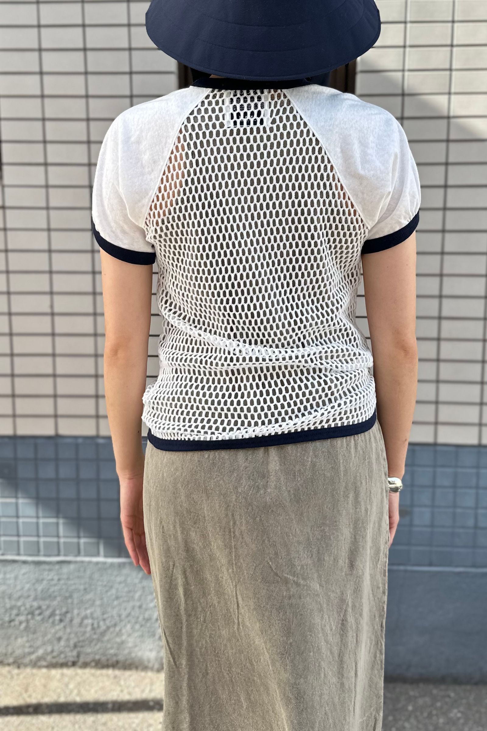 INSCRIRE - Mesh Raglan tee -navy- 24ss | asterisk