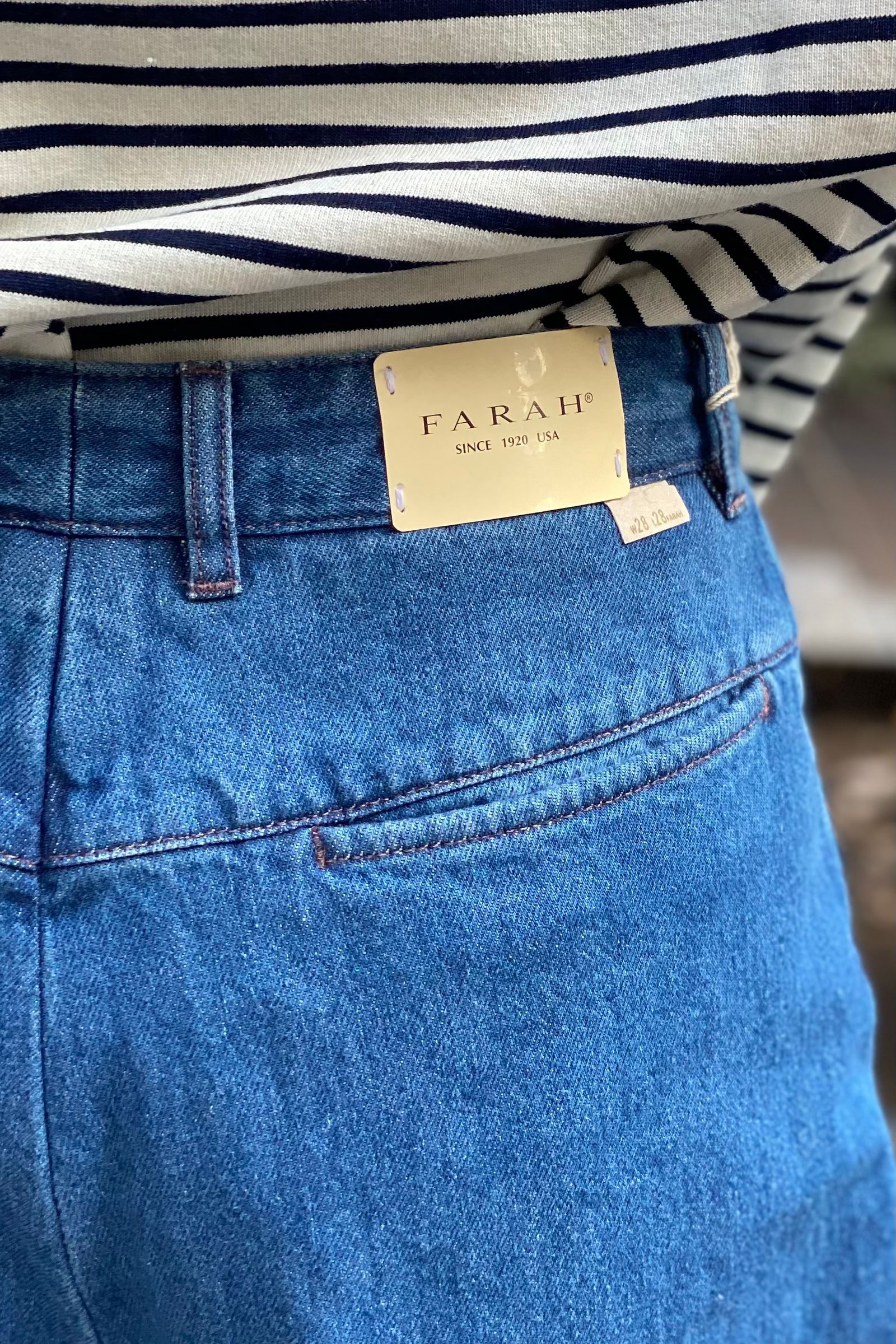 FARAH - ファーラー/1タックワイドデニム/one tuck wide pants -blue