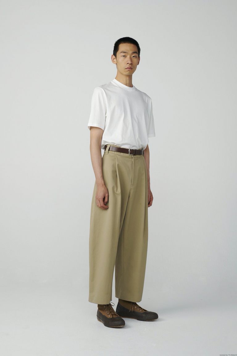 STUDIO NICHOLSON - sorte/deep pleat volume pants -tan- 22aw