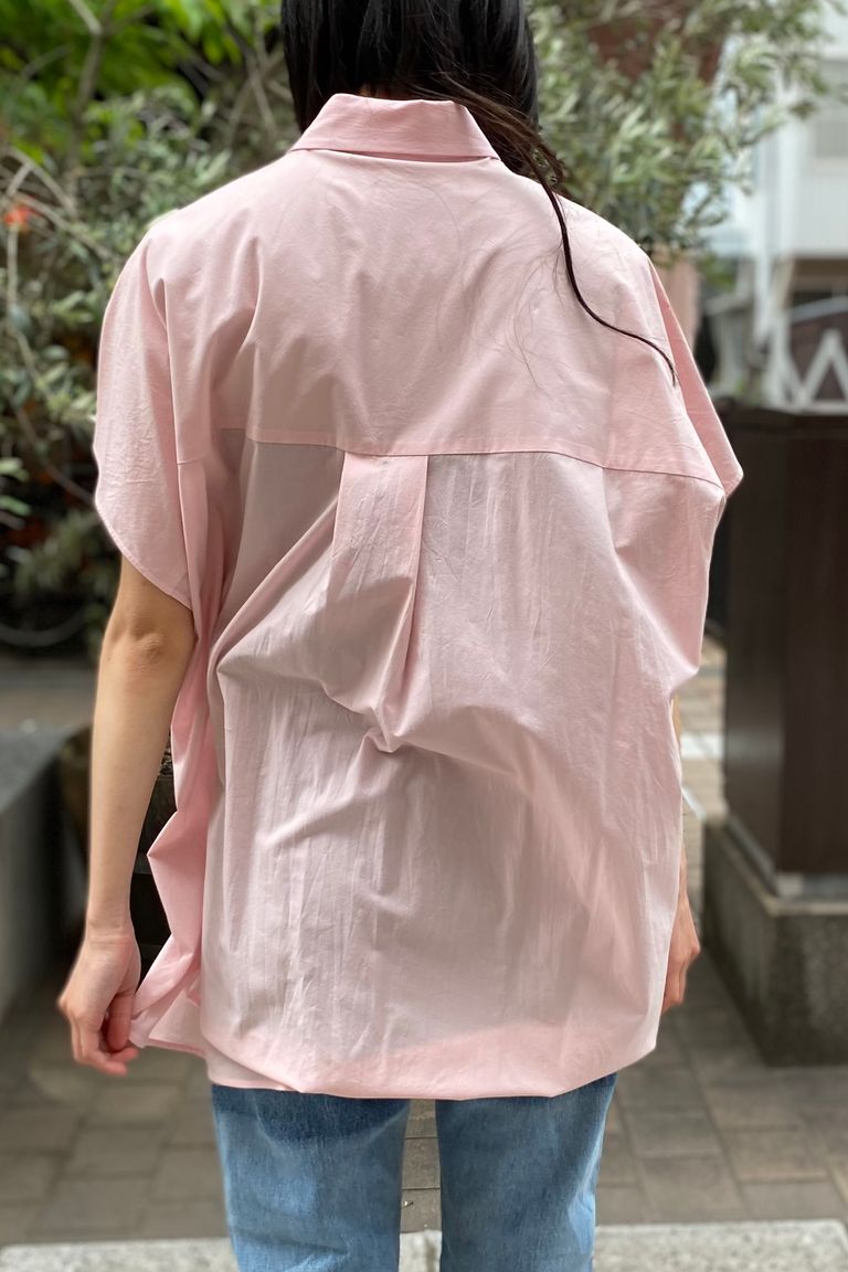 ATON - micro shrink lawn oversized sleeveless shirt -pink- women 23ss