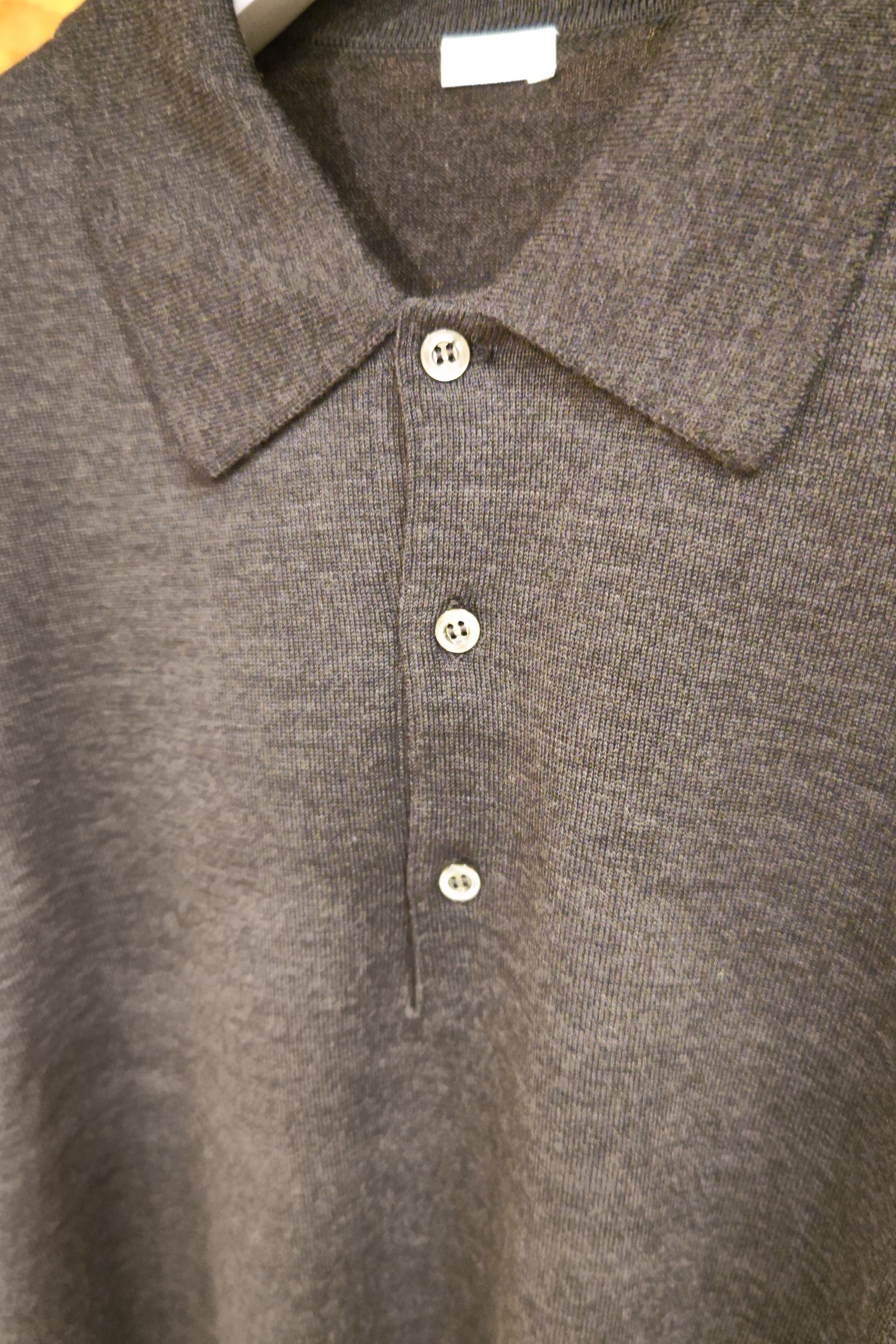 A.PRESSE   l/s knit polo shirts  charcoal  aw   asterisk