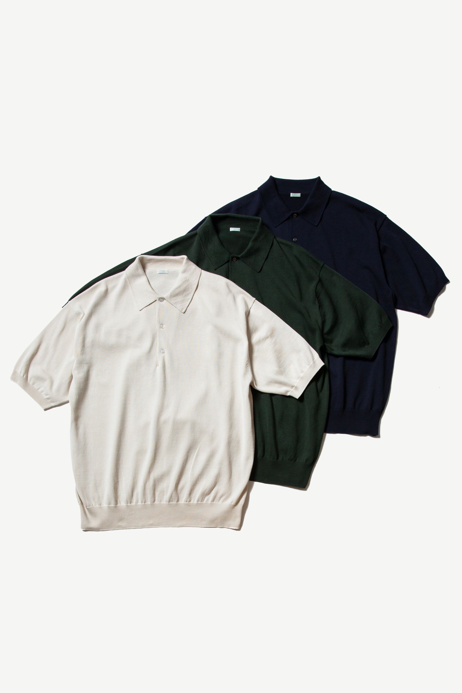 A.PRESSE - cotton knit s/s polo shirts -ecru- 22ss | asterisk