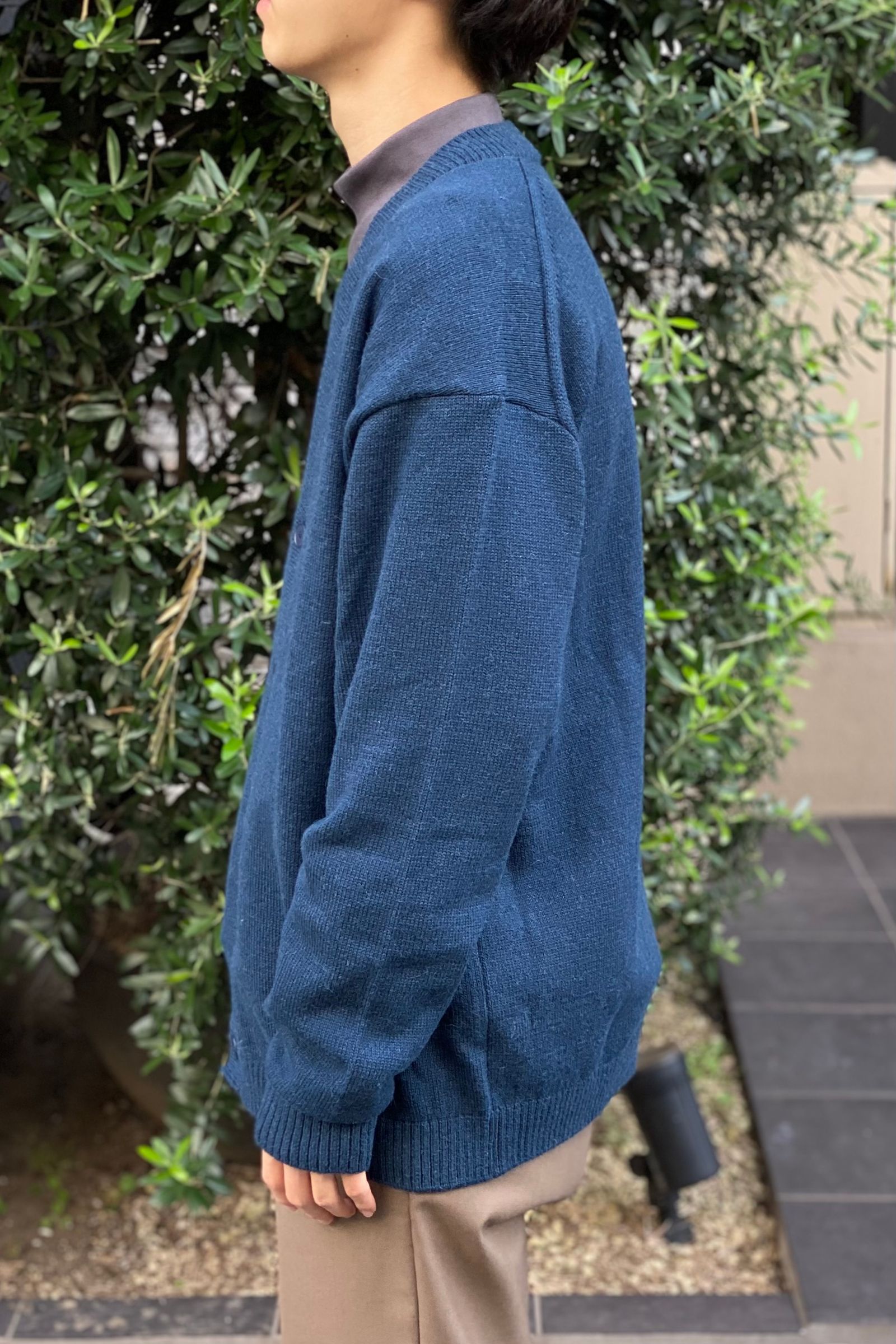 ATON - alpaca washi oversized cardigan -navy- men | asterisk