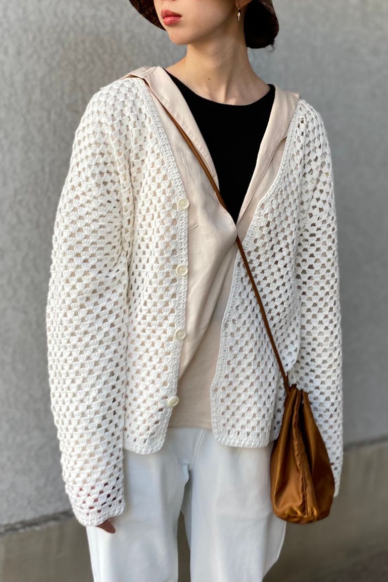 UNUSED - Crochet cardigan -white- 23ss | asterisk