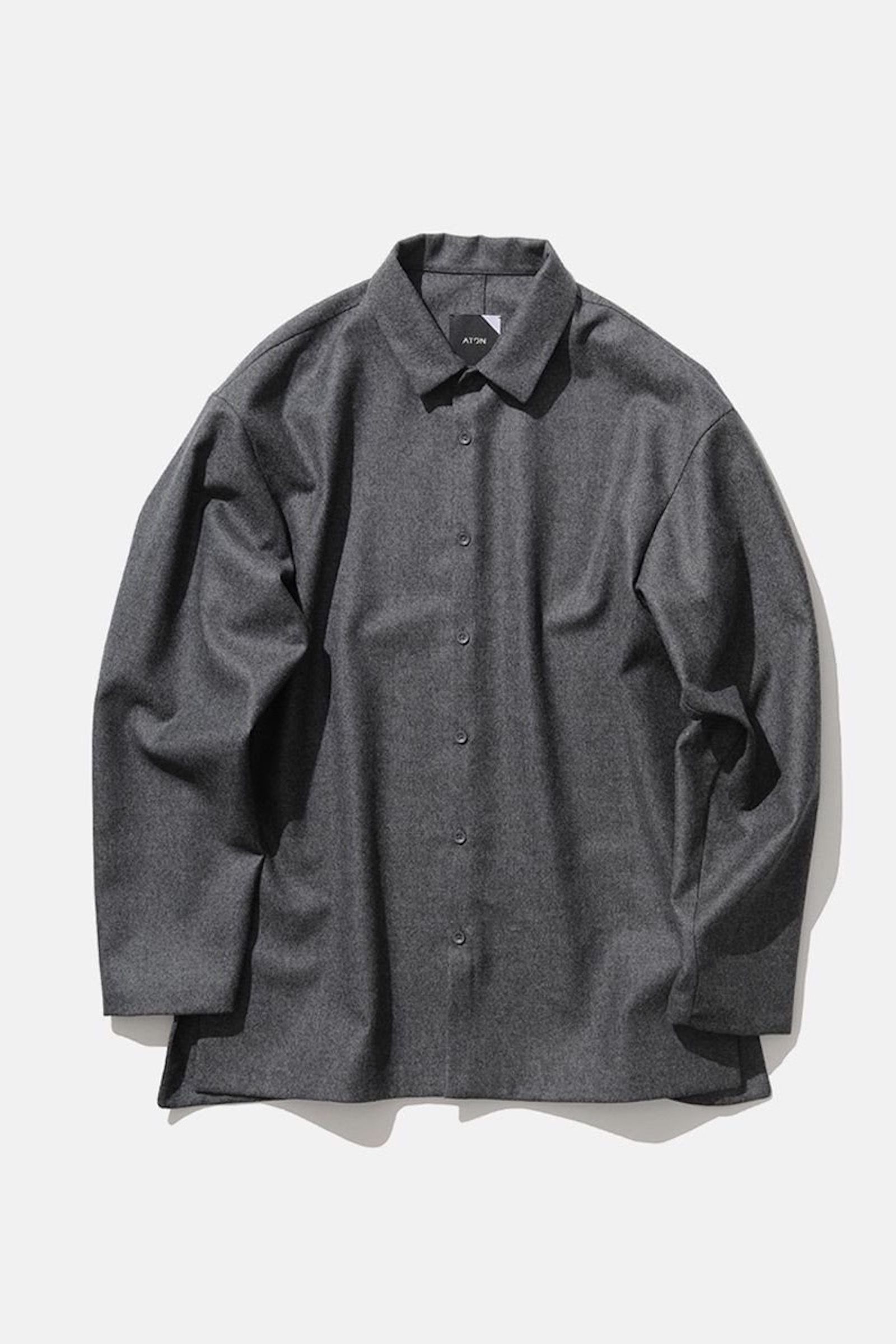 ATON - wool saxony | oversized shirt 21aw men | asterisk