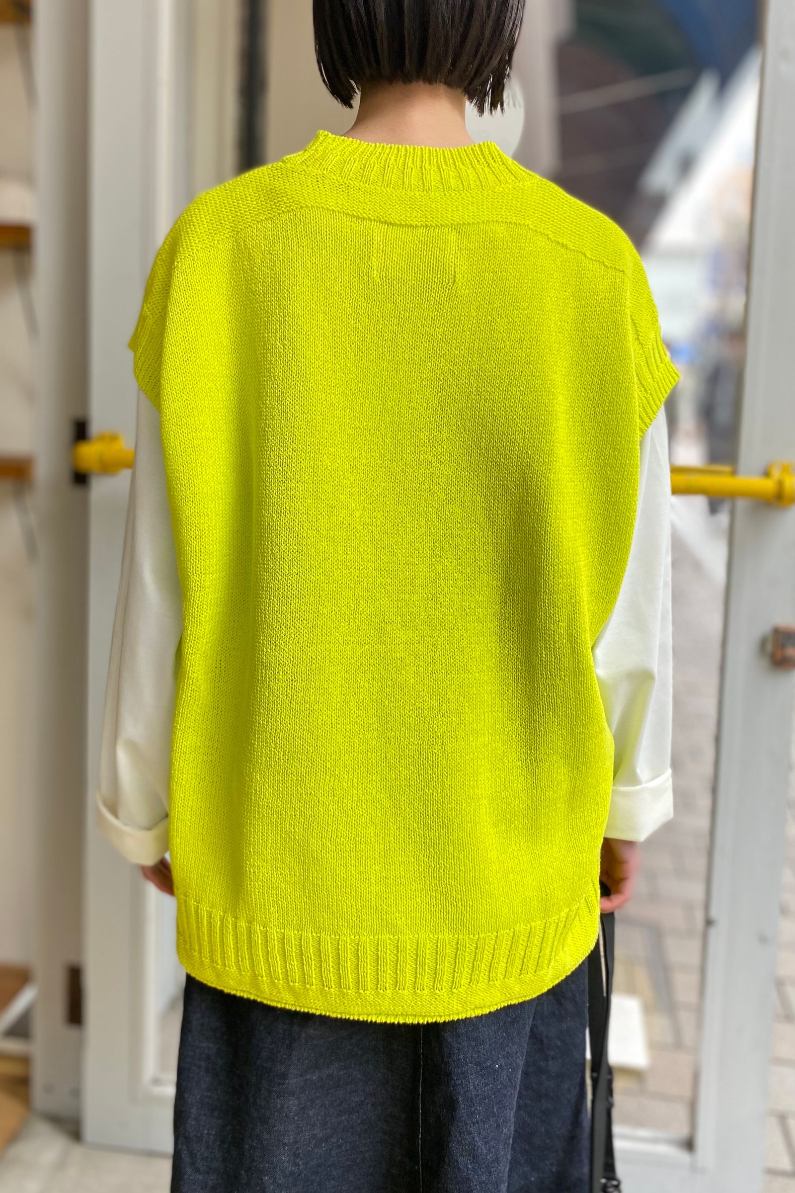 柔らかい innat cotton guernsey sweater lime green | www.tegdarco.com