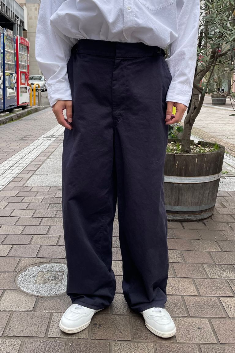 Y - organic cotton chino adjuster trousers -navy- 23ss | asterisk