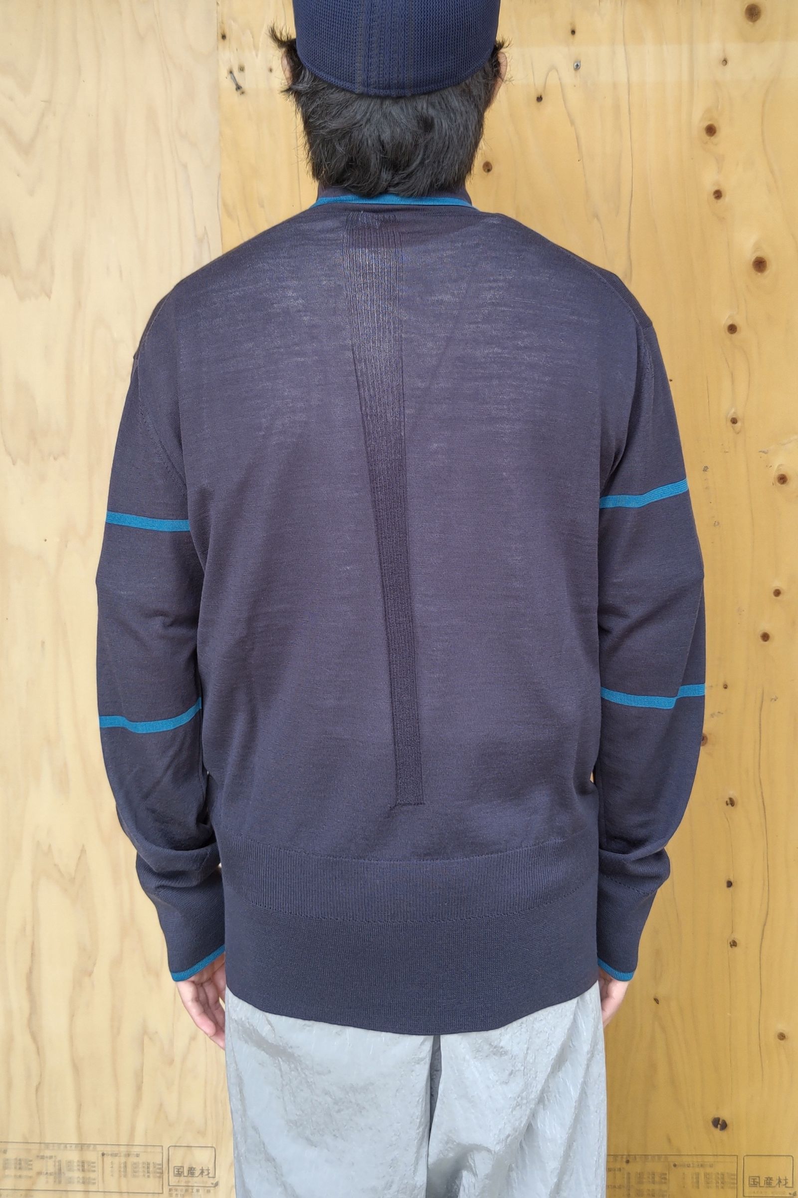 CFCL - wool high gauge top 1 - navy-teal - 22aw men | asterisk