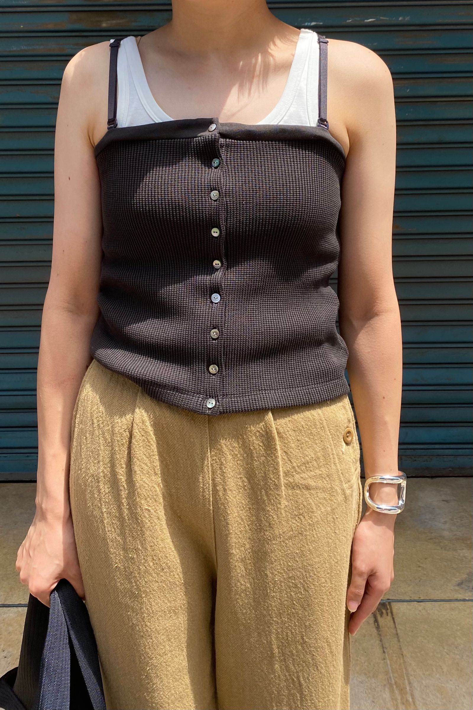 cotton cupro waffle camisole ワッフルキャミソール