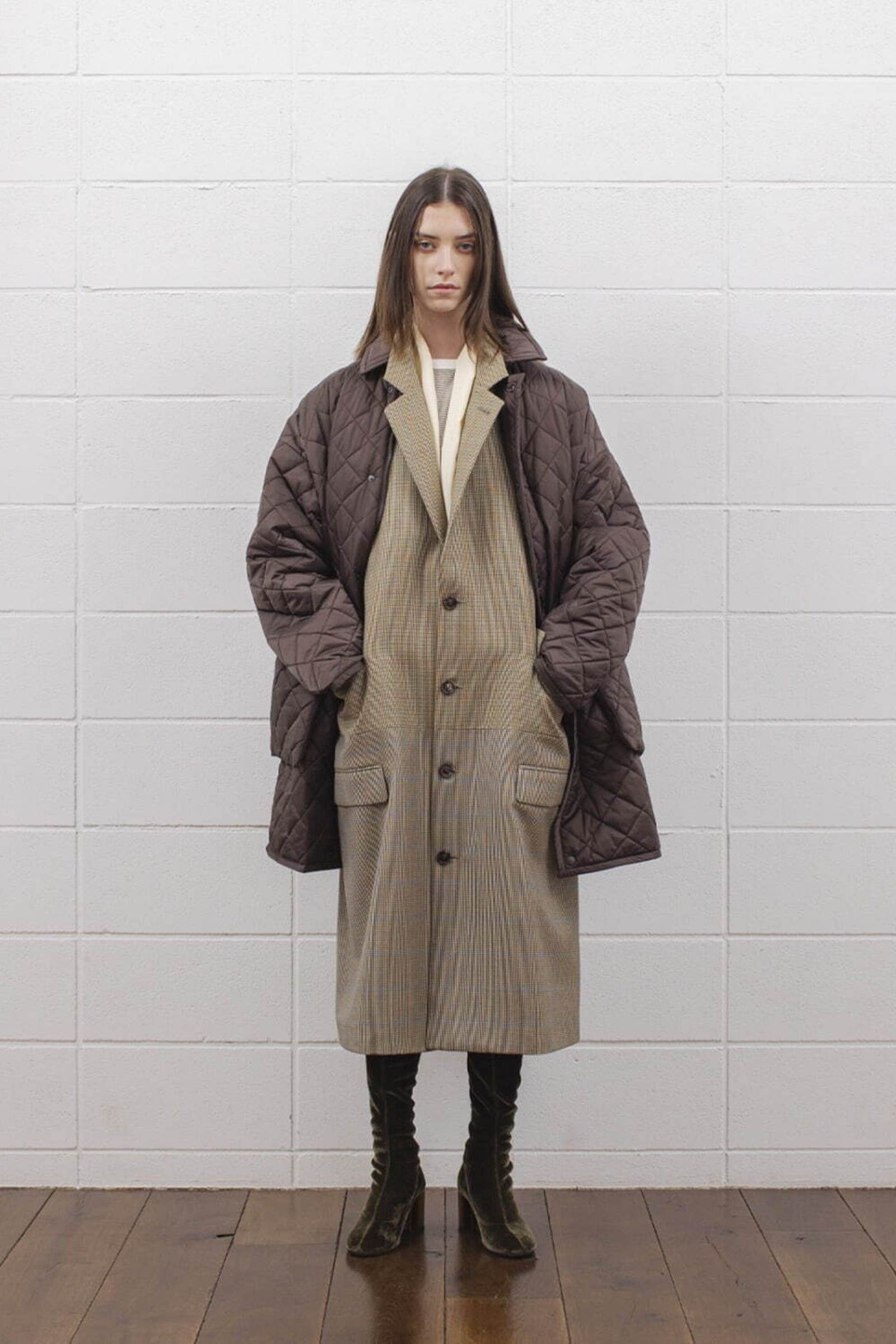 UNUSED - nylon quilting coat -olive- 22aw women | asterisk