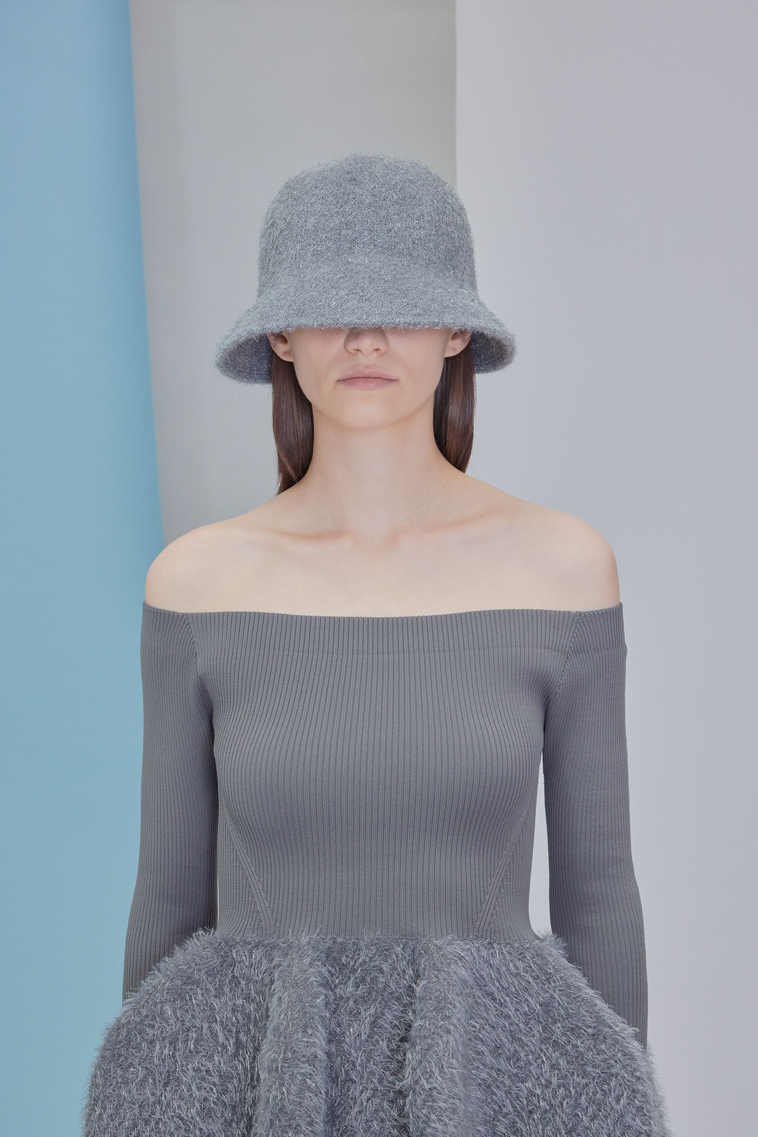 CFCL - MESH KNIT LUXE ASYMMETRIC HAT -iron gray- 23aw unisex