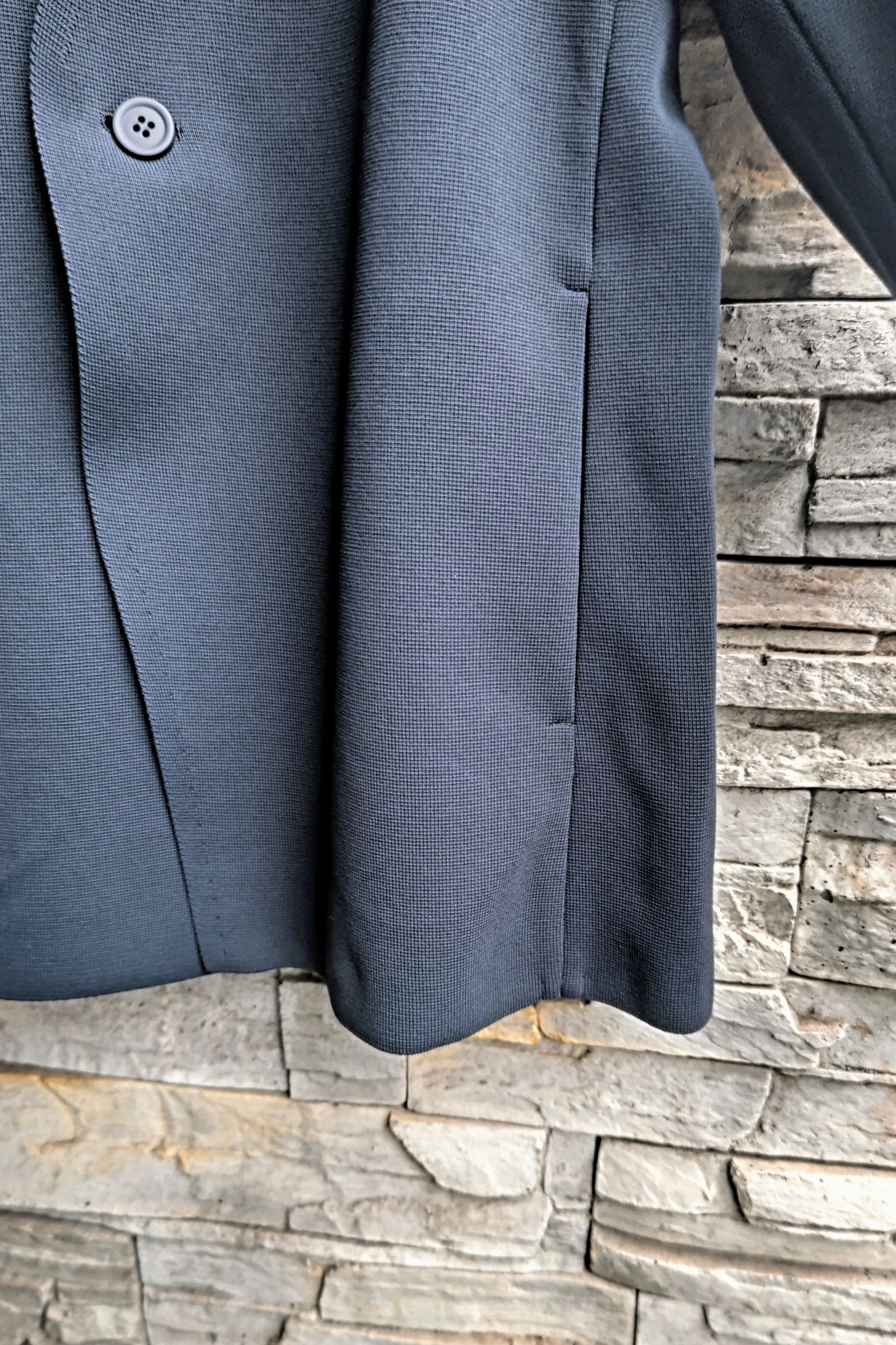 CFCL - MILAN RIB DOUBLE BREASTED COLLARLESS JACKET-SHADOW