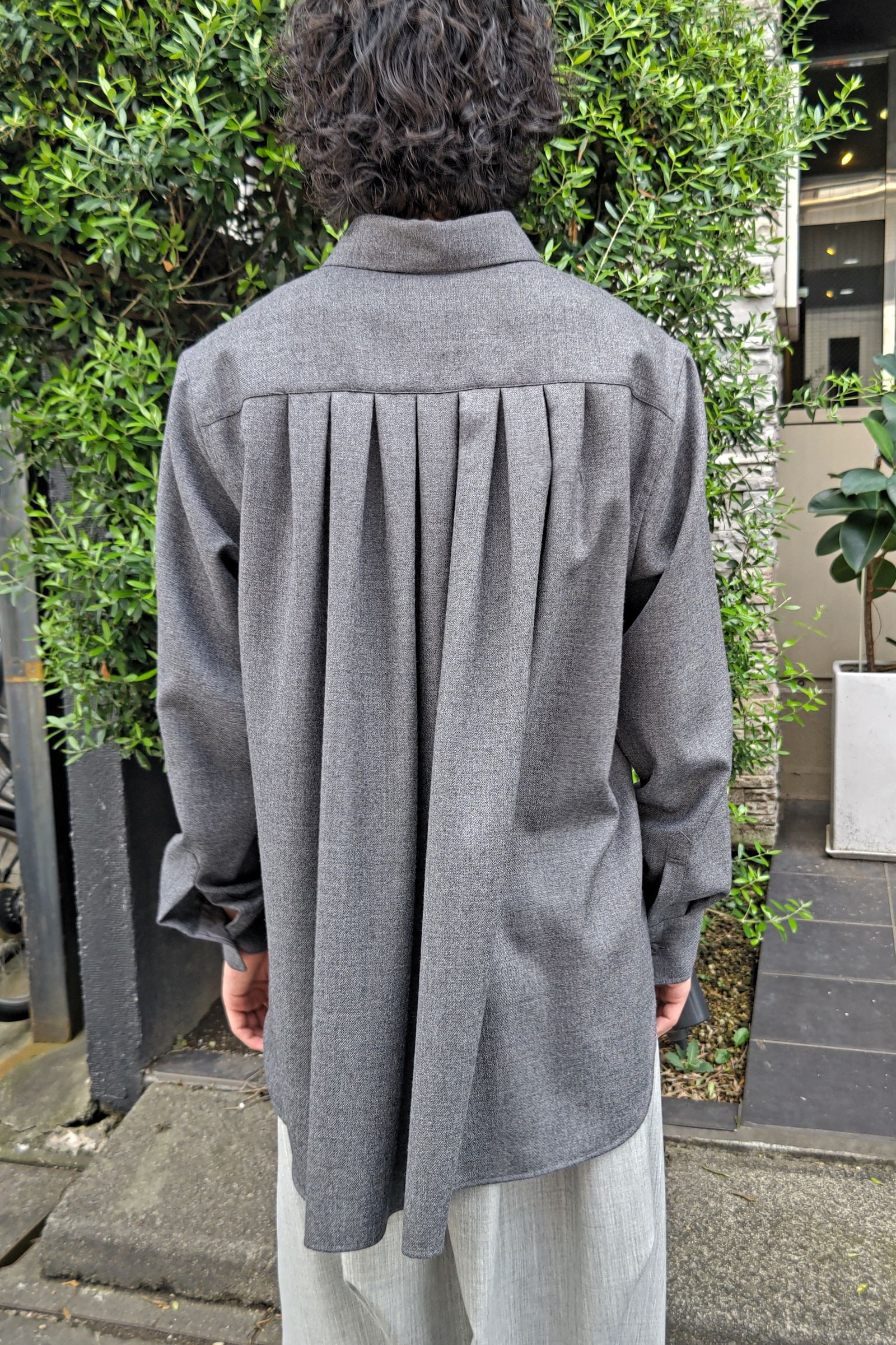 FUMITO GANRYU - Watteau pleated wool shirt -gray- 23aw | asterisk