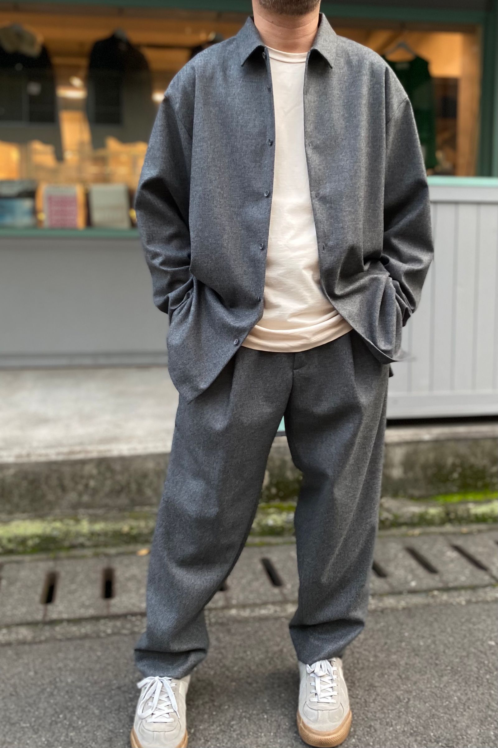 ATON - wool saxony | oversized shirt 21aw men | asterisk