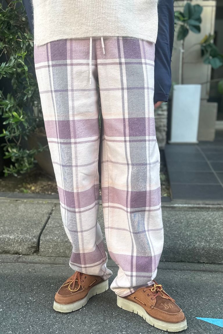UNUSED - Check easy pants チェックイージーパンツ -PINK×PURPLE 