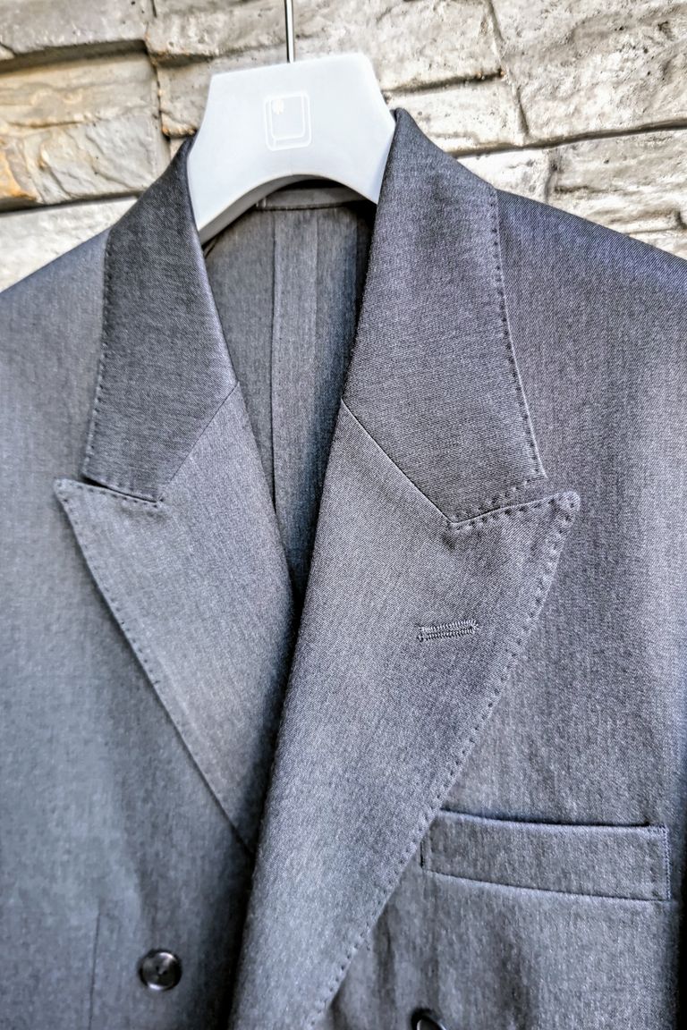 A.PRESSE - Wool Gabardine Double Breasted Jacket -M.GRAY 