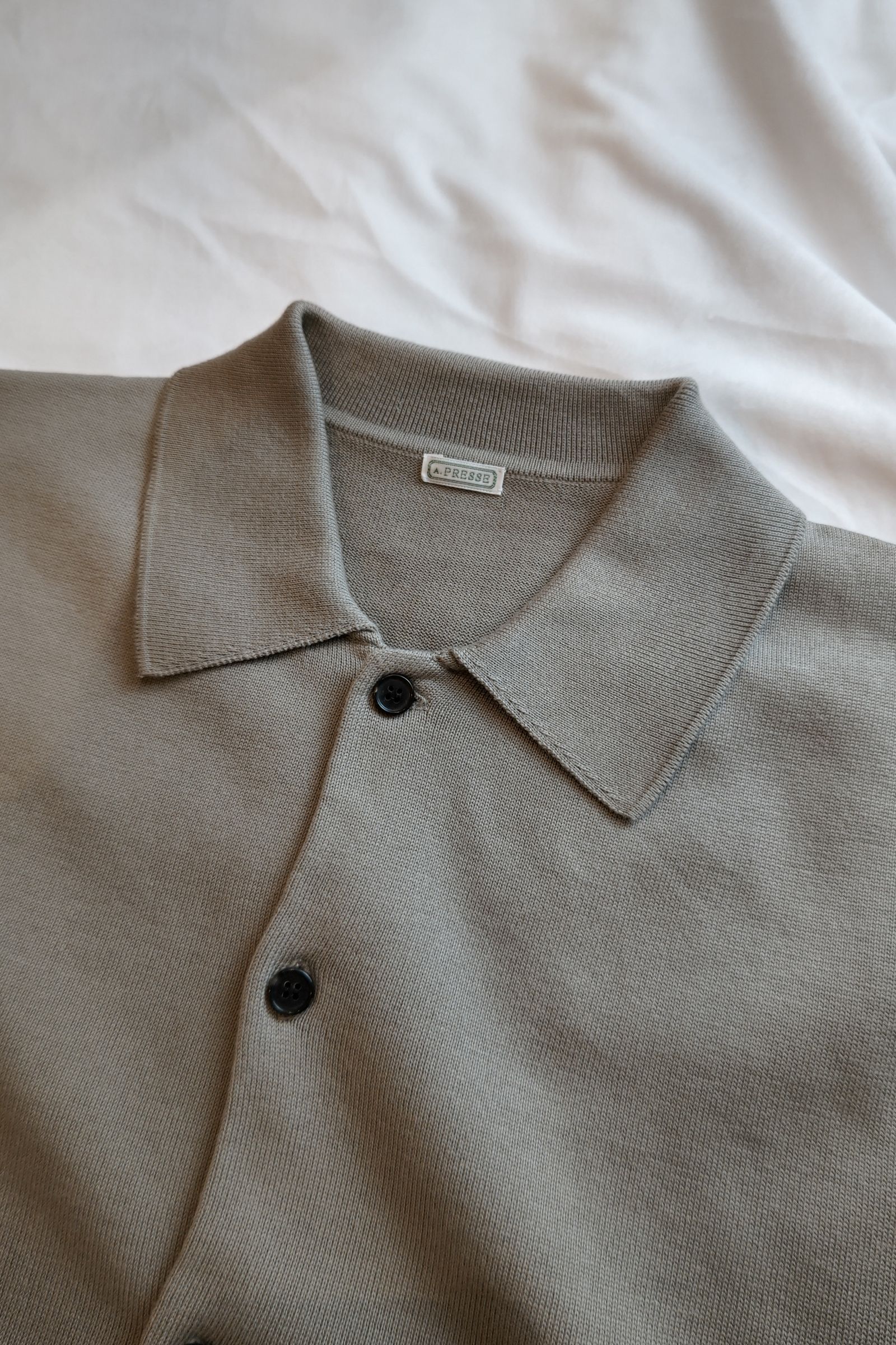 A.PRESSE - cotton knit polo collar cardigan -sage- 23ss | asterisk