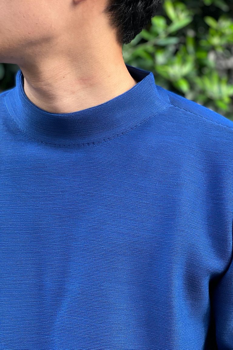 CFCL - gather mock neck tee 2 - blue - 22aw men | asterisk