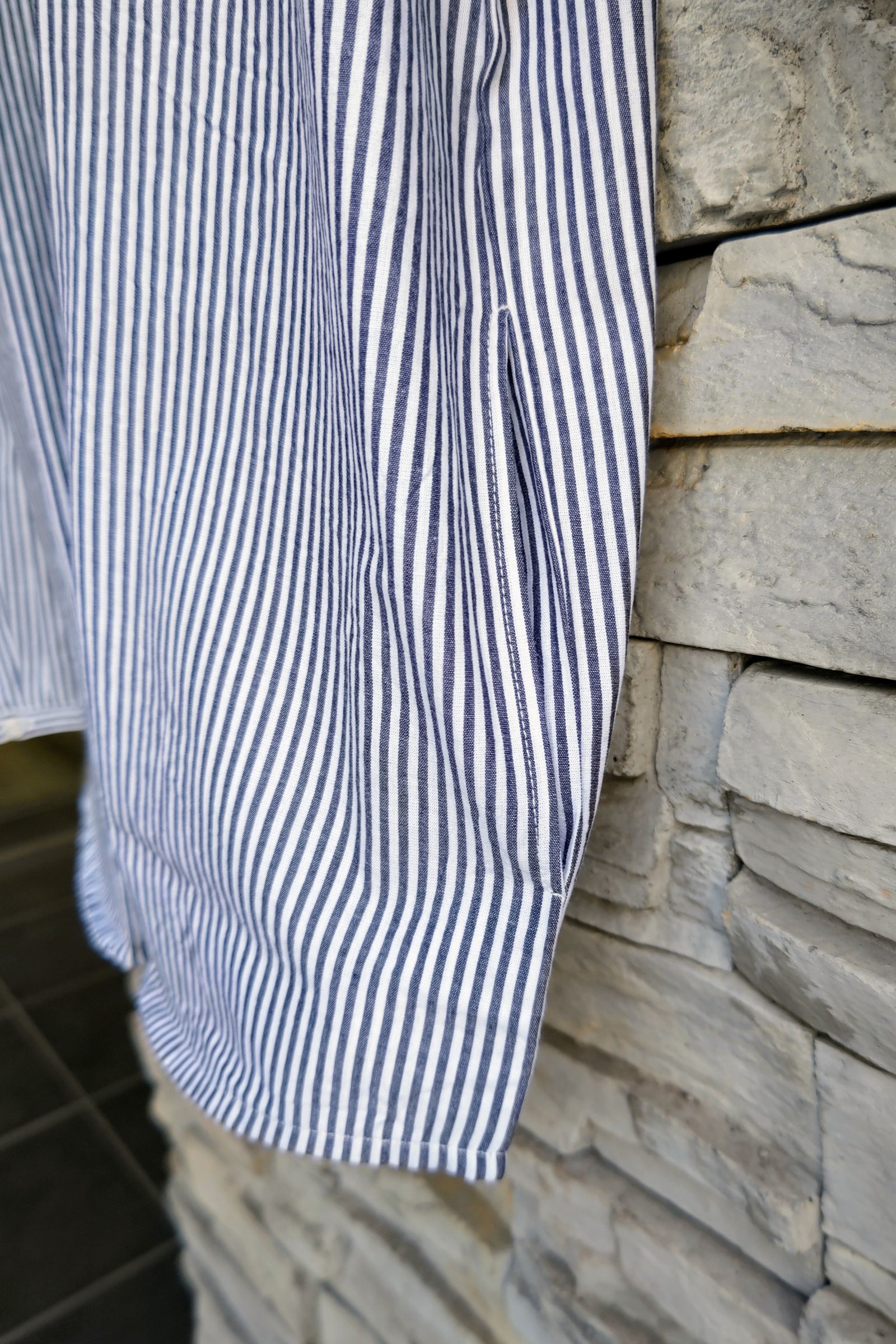 SEEALL - oversized band collar shirt -stripe- 23ss men | asterisk