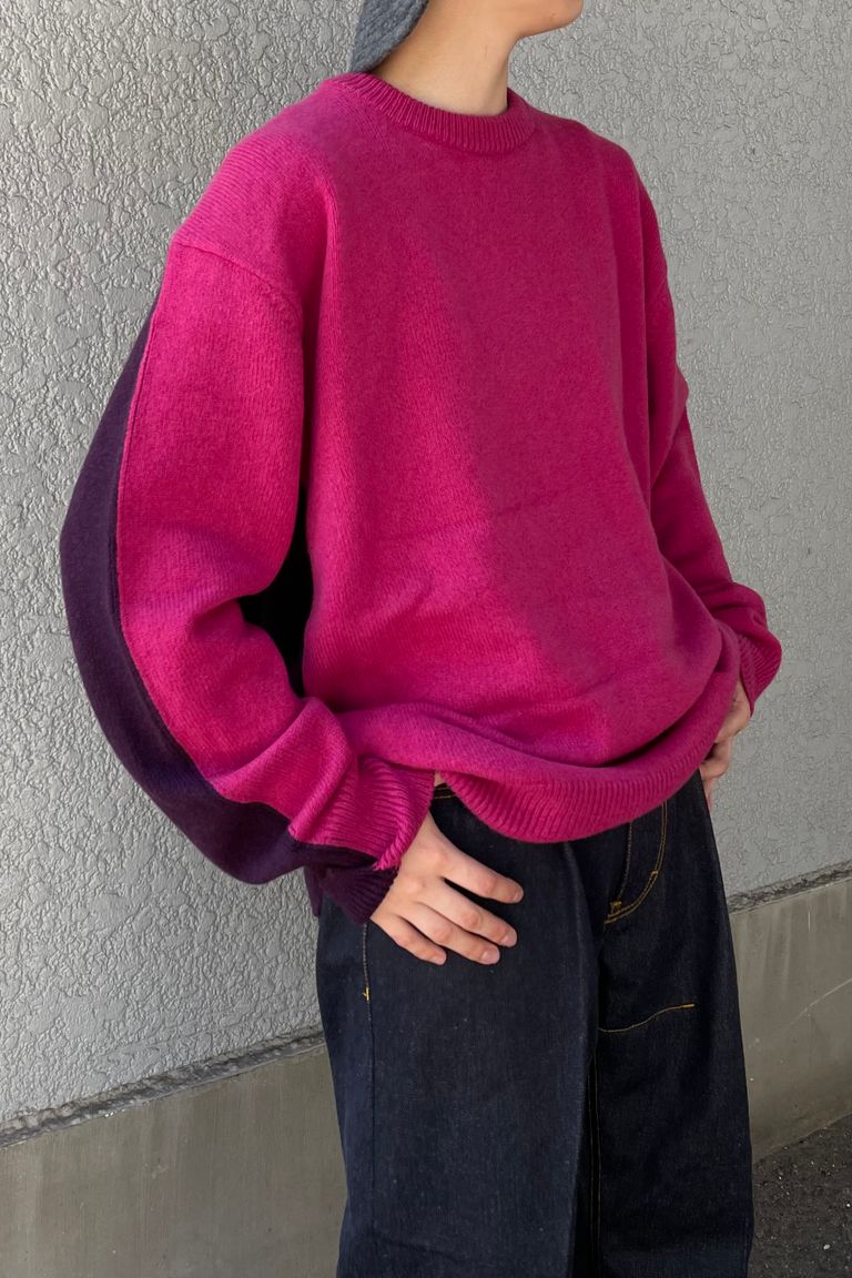 pink crewneck sweater