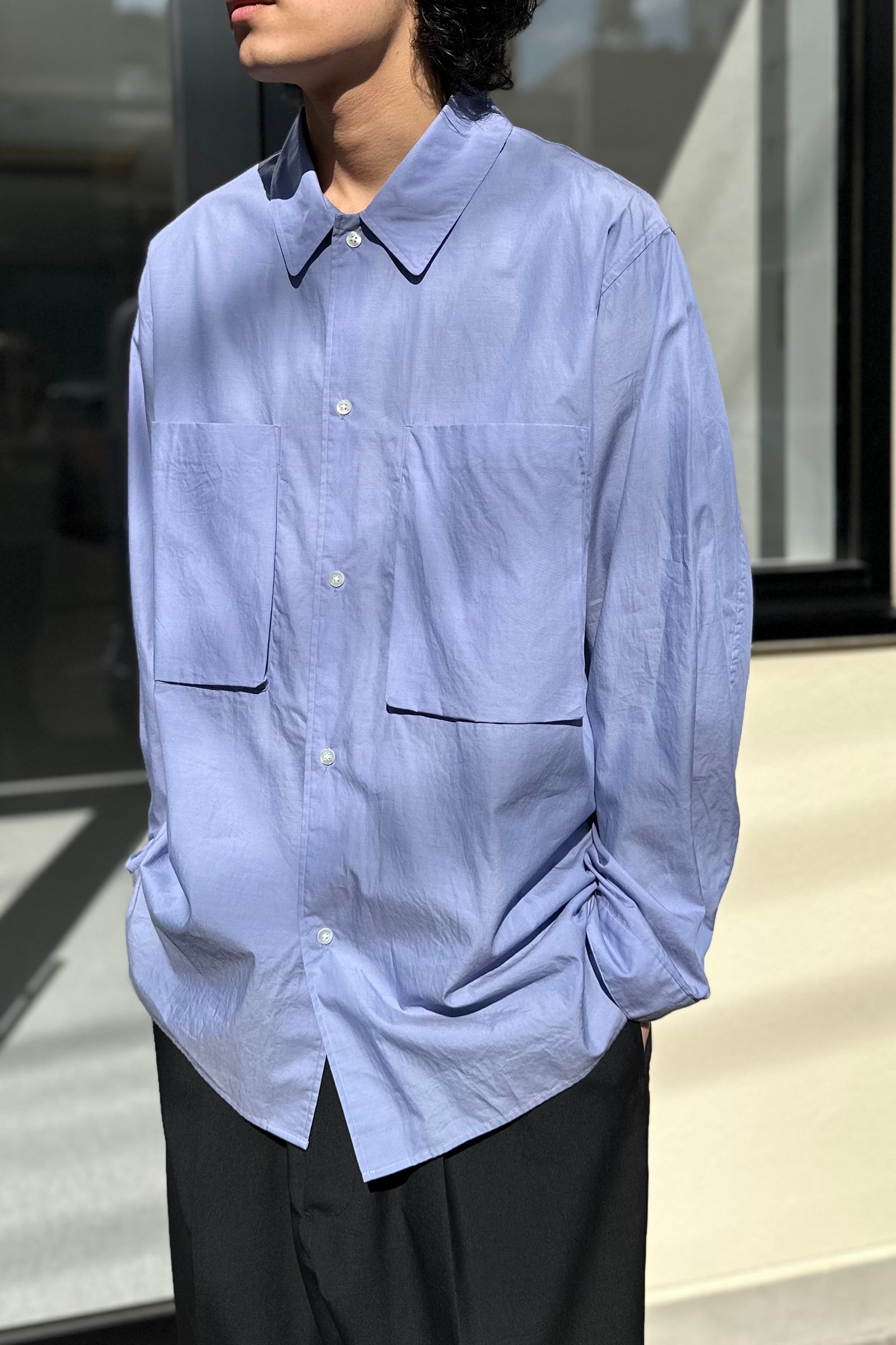 blurhms - Chambray Gusset PKT Shirt-saxe-24ss men | asterisk