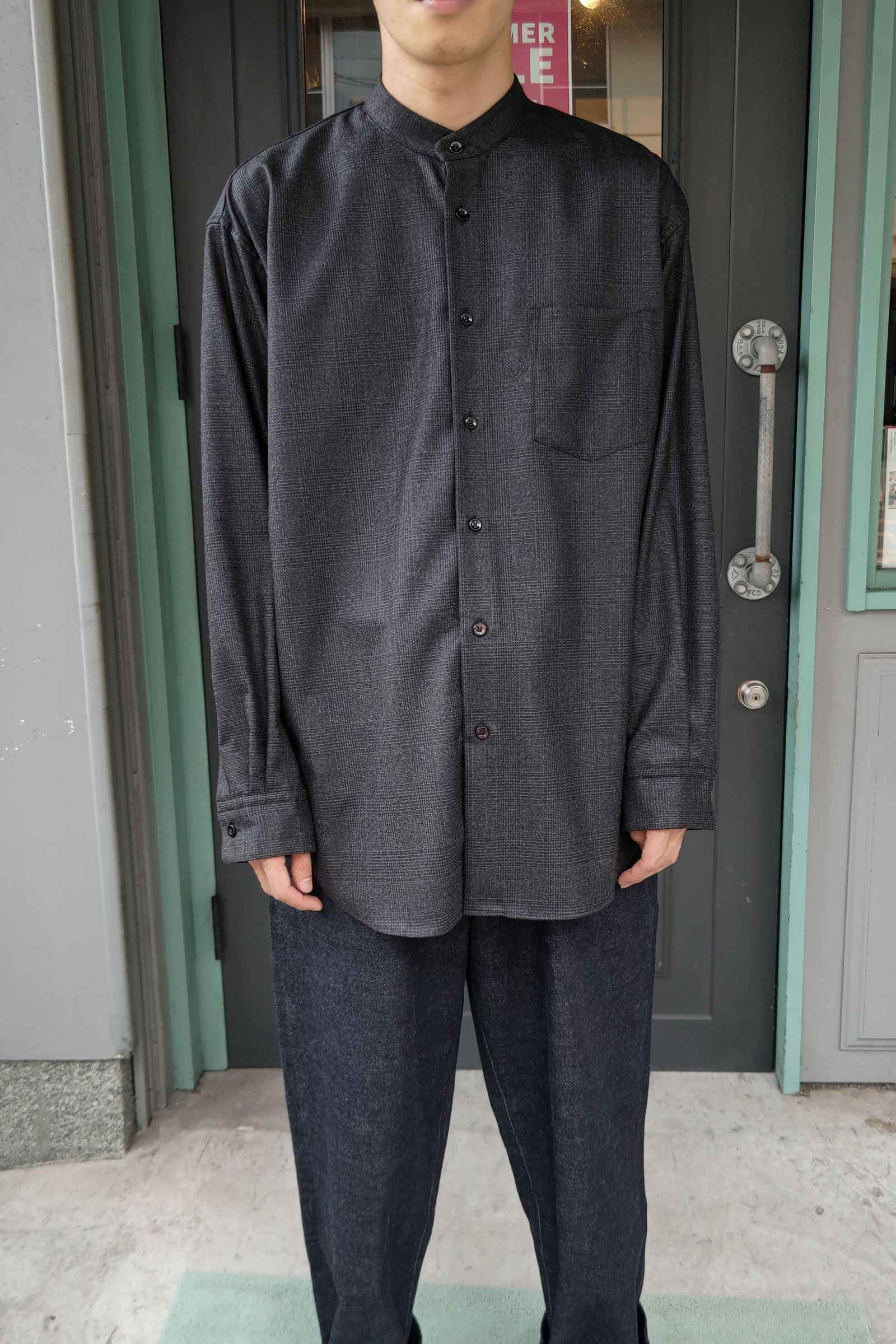 WEWILL - band collar dt shirt -c.gray- 22aw - | asterisk