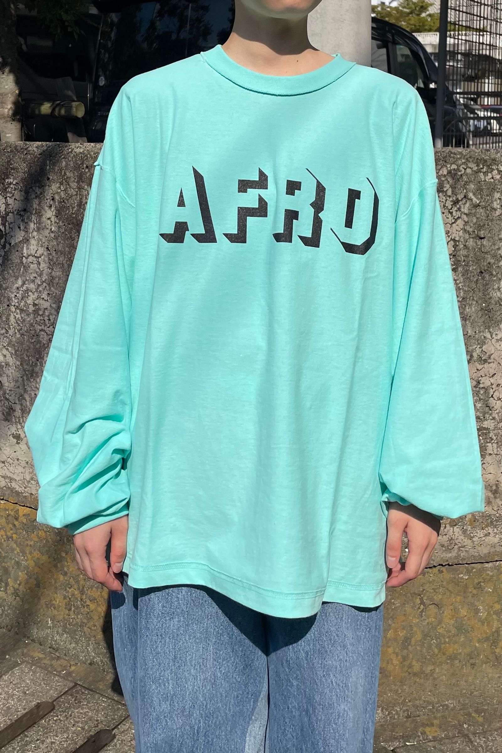 is-ness - is-ness music afro l/s t-shirt -celadon- 22aw unisex