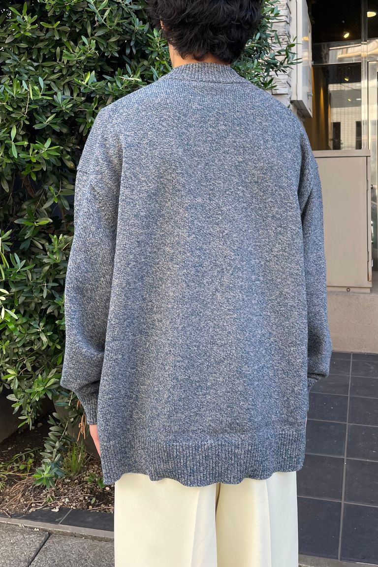 Installere tom jury ATON - wool mouline mockneck sweater -blue- men | asterisk