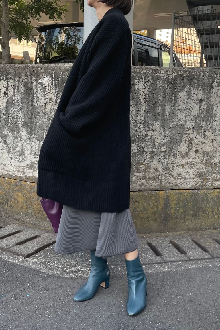 ATON - cashmere wool cardigan -black- 22aw women | asterisk
