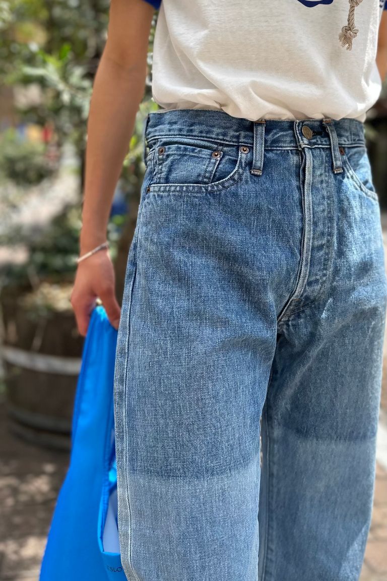 UNUSED - 13oz 2tone washed denim pants-indigo- 23ss | asterisk