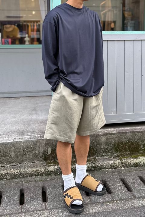 ATON - suvin60/2 oversized long-sleeve t-shirt -navy- unisex 23ss 