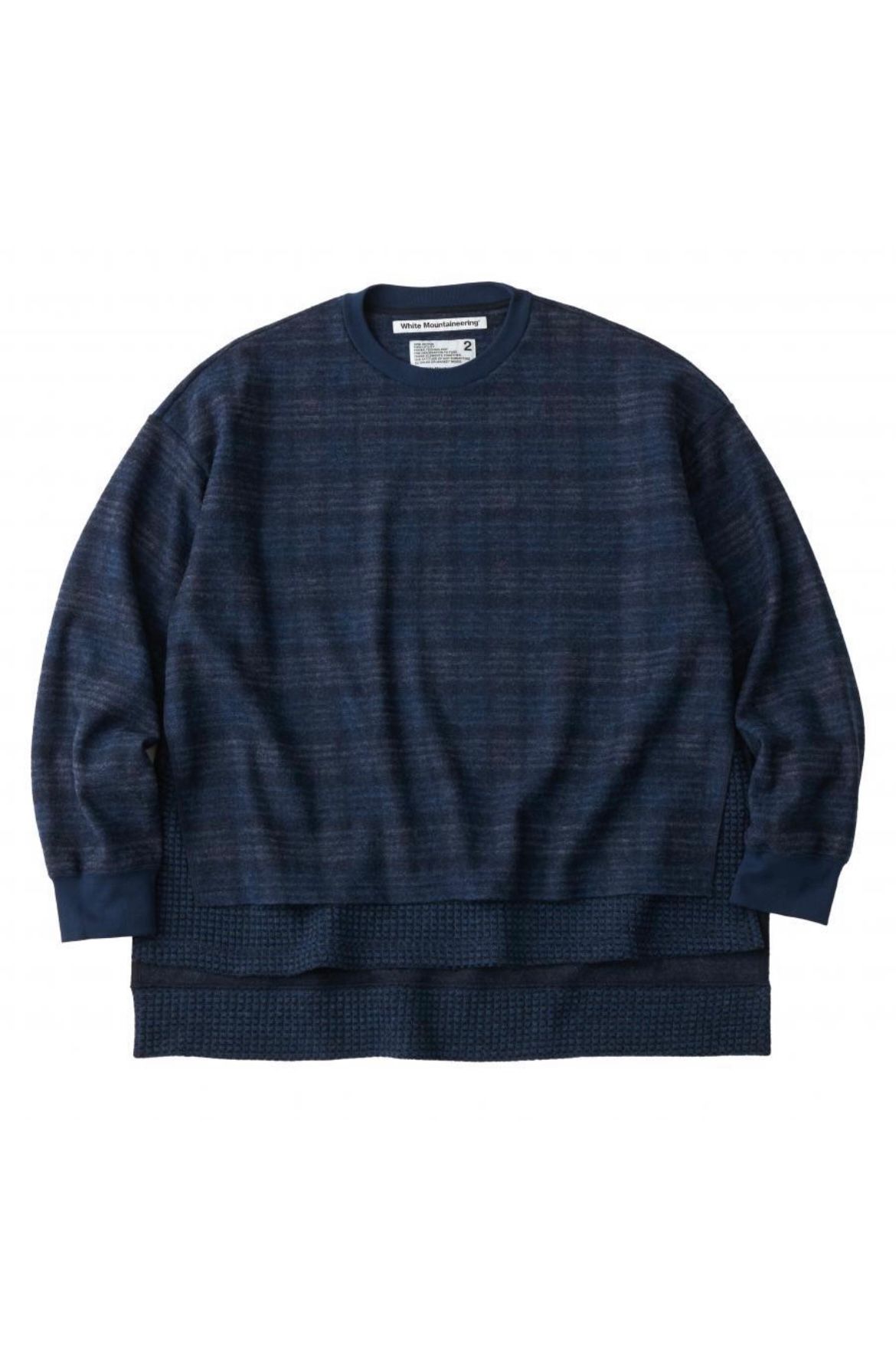 White Mountaineering - waffle layered check pullover -navy- 23aw