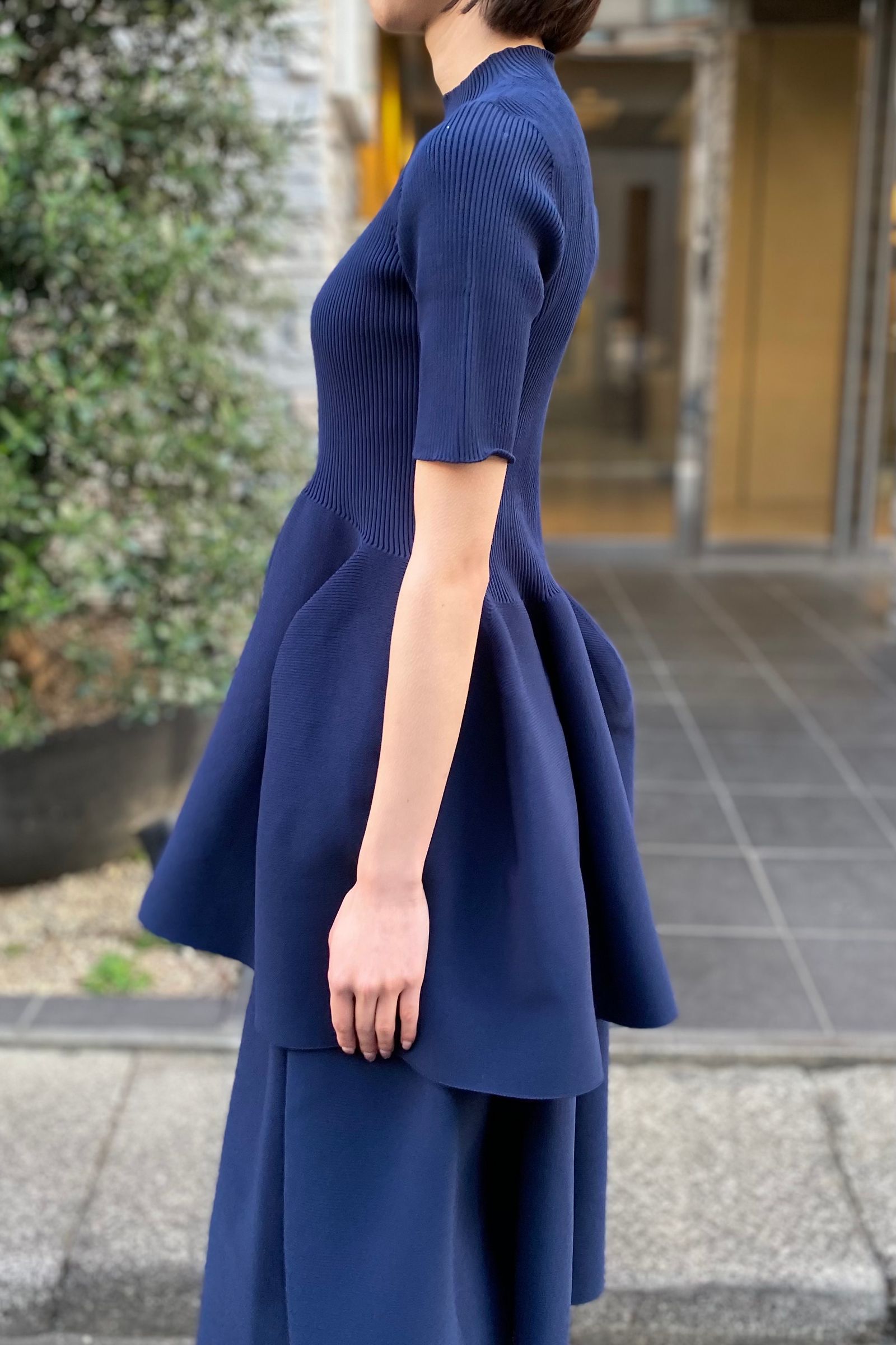 CFCL - pottery dress 3 -navy-22ss women | asterisk