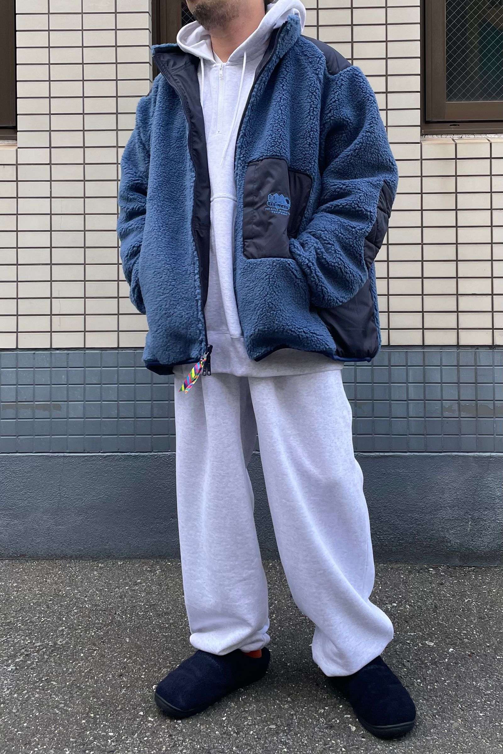 is-ness - reversible fleece jacket -navy×blue-22aw | asterisk