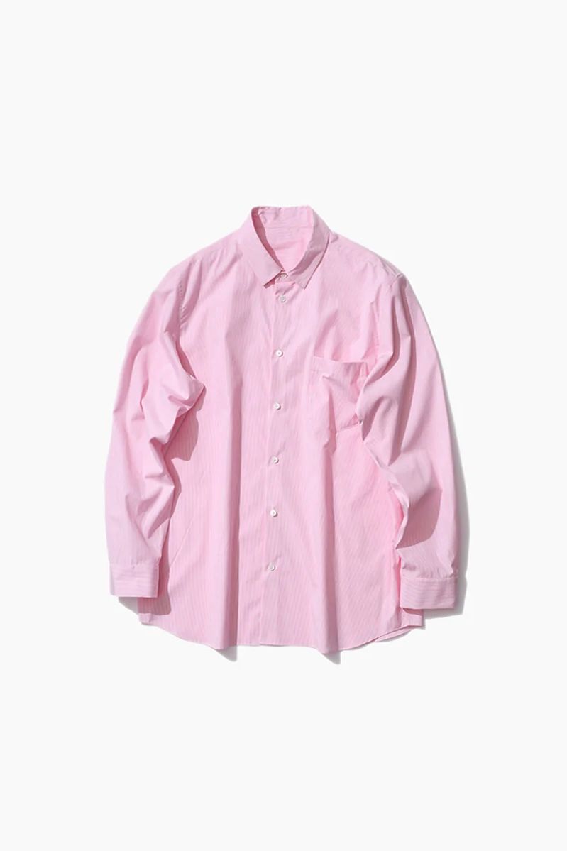 ATON - giza stripe standard shirt -pink stripe- unisex 23ss | asterisk