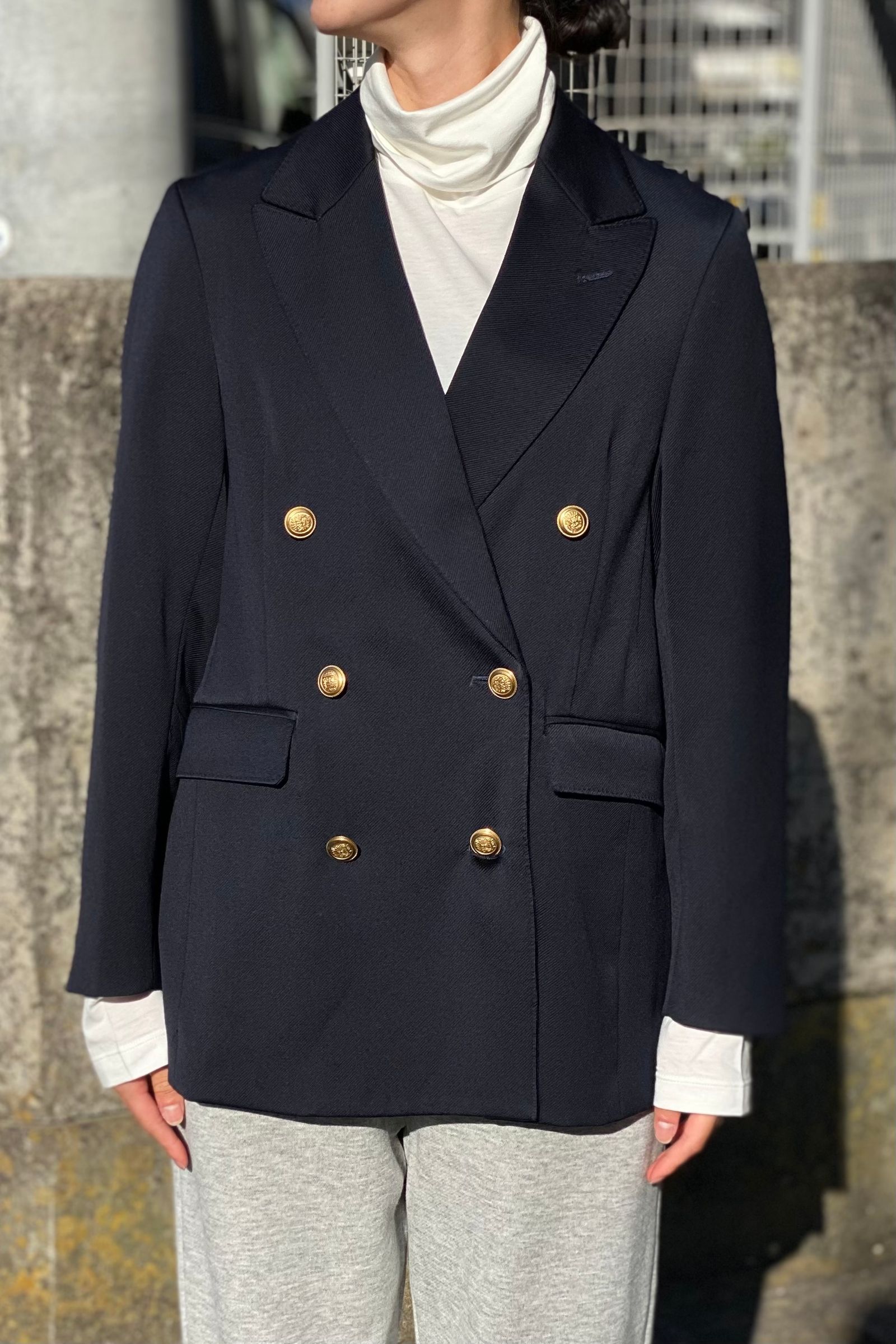 blurhms - wool kersey blazer -dark navy- 22aw women | asterisk