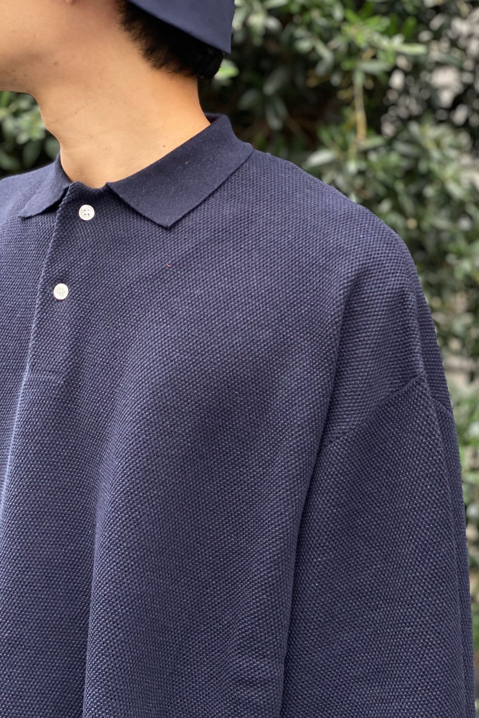 is-ness - knitted big polo -navy- 22ss | asterisk