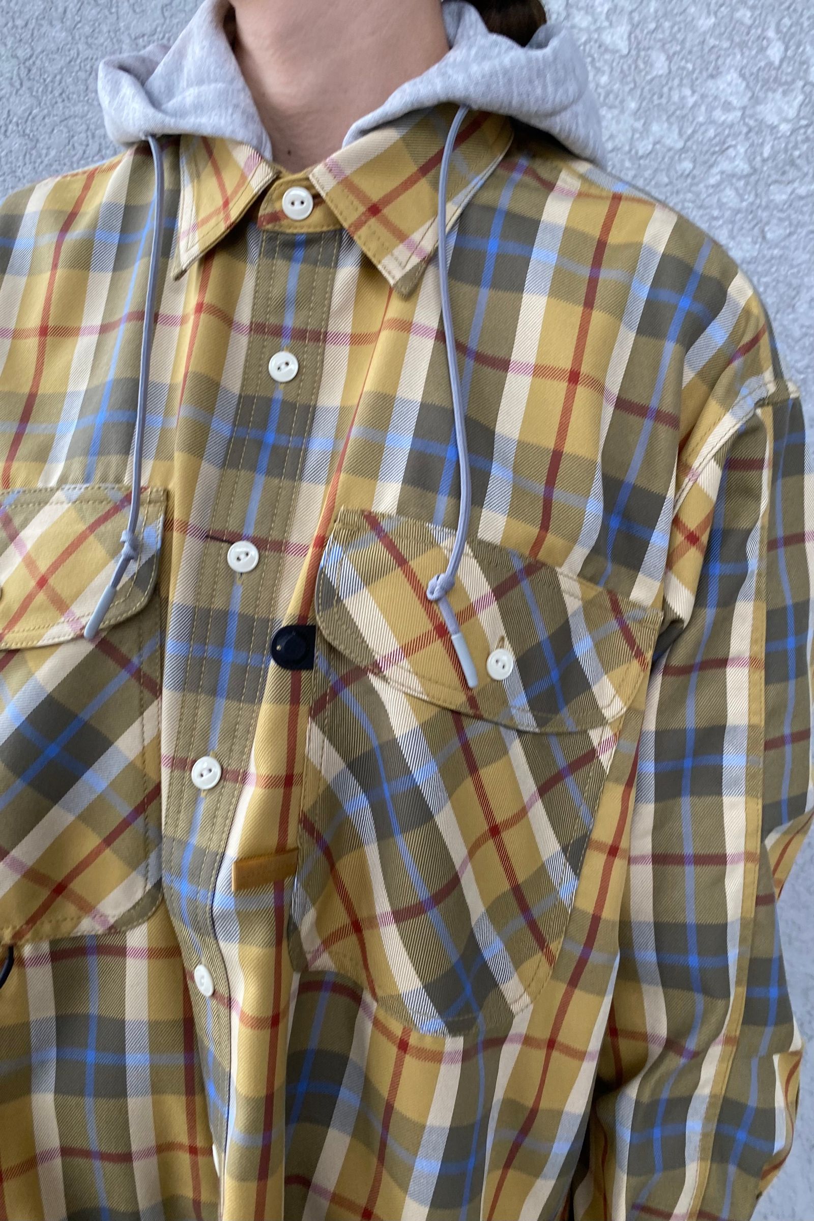 DAIWA PIER39 - women's tech 2way work shirts -mustard check- 23ss