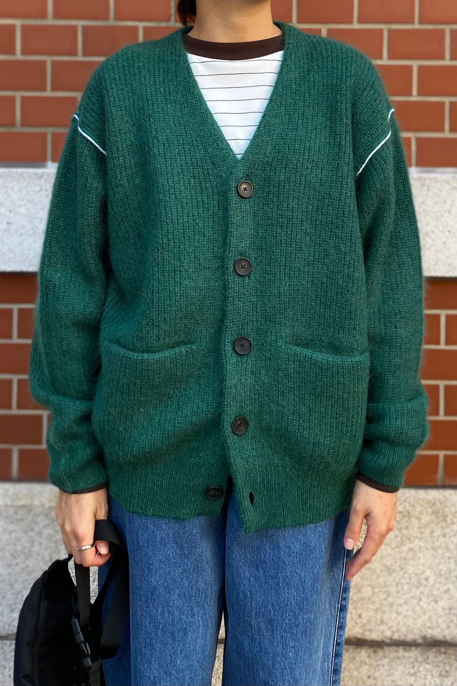 MEIAS - super kid mohair v cardigan -green- 22aw unisex | asterisk
