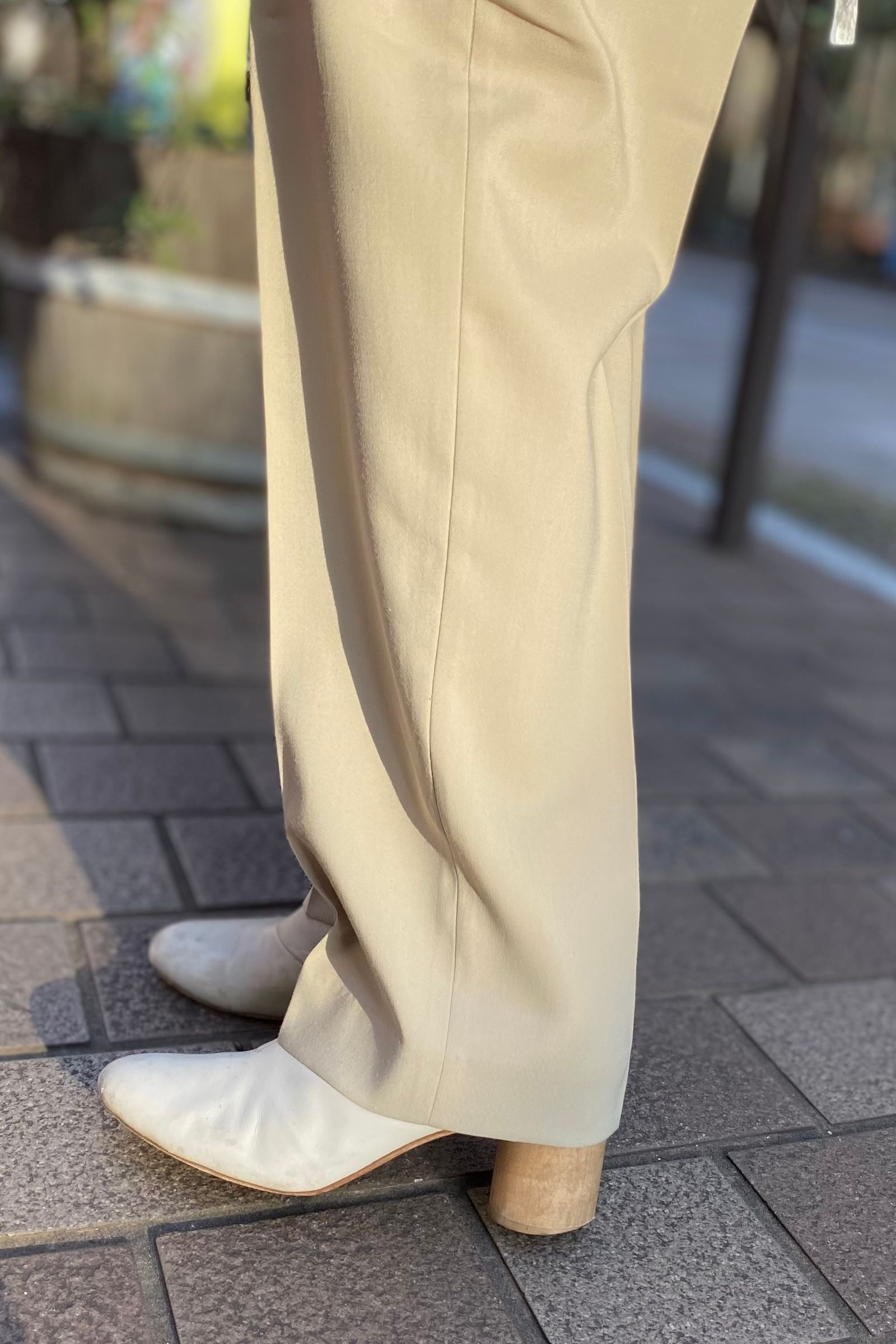 FARAH - 2タックワイドパンツ/T/Rホップサック-beige- 23ss women 