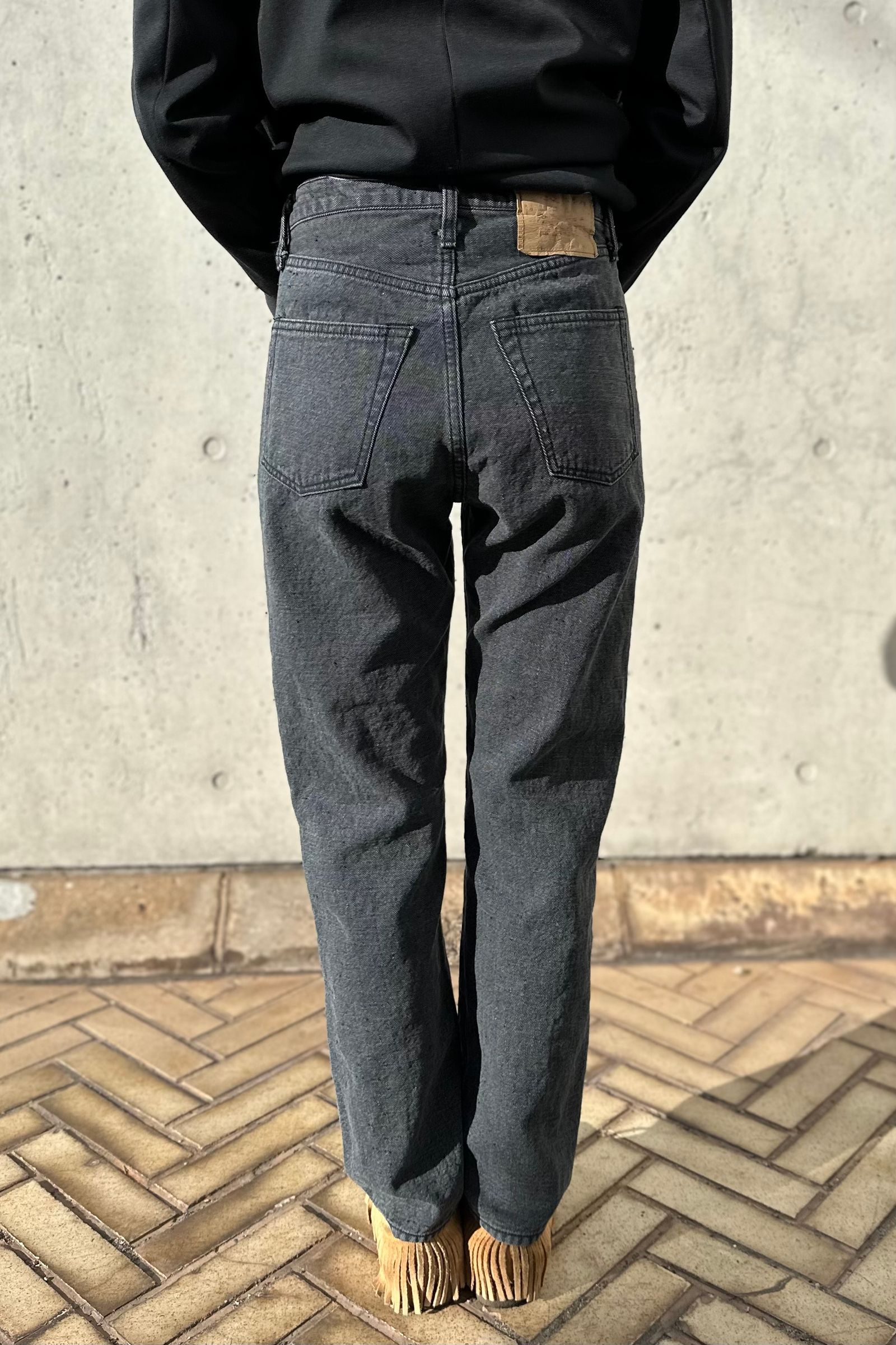 UNUSED - 12oz denim trousers-charcoal gray-23aw women- | asterisk