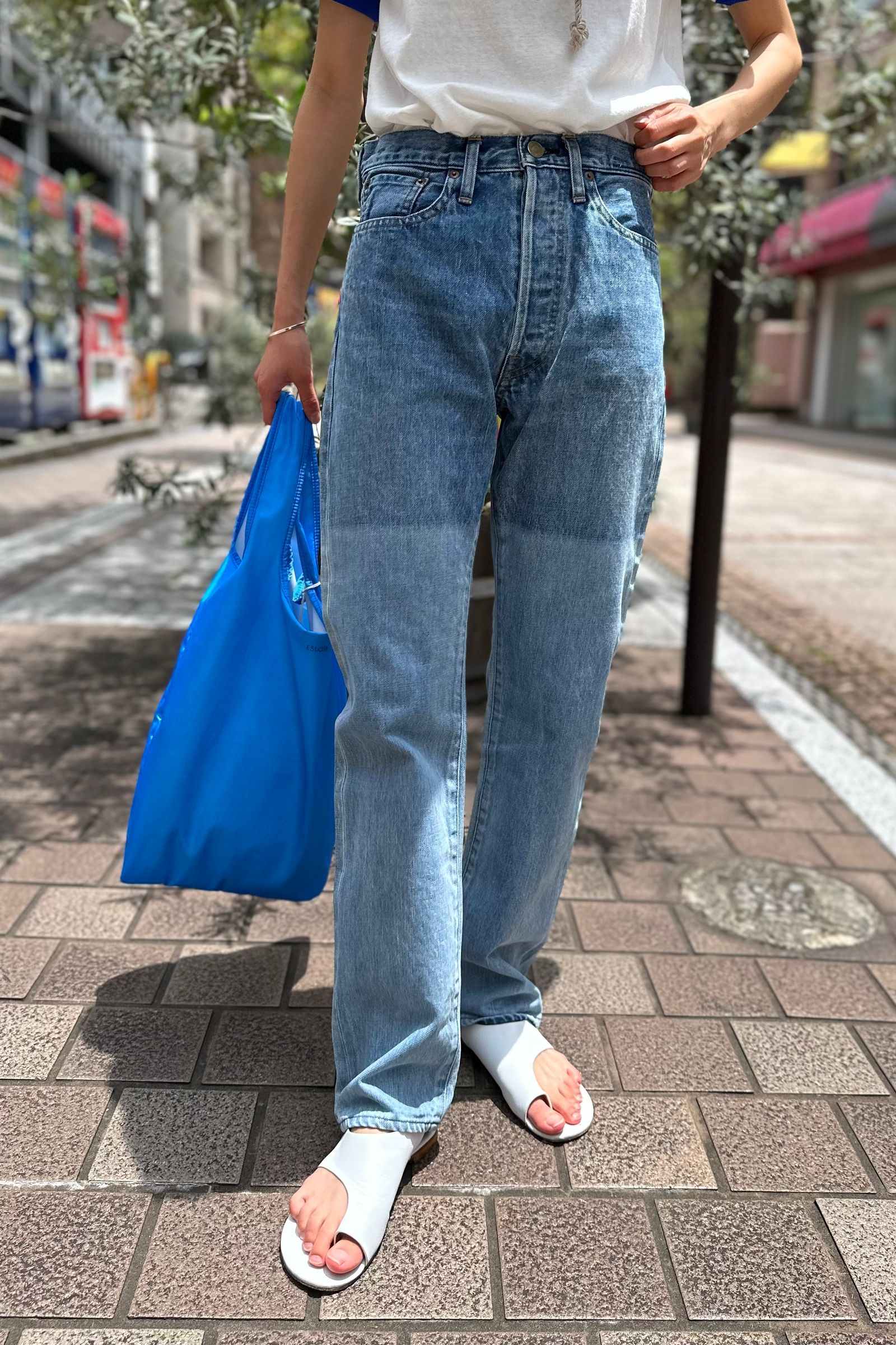 UNUSED - 13oz 2tone washed denim pants-indigo- 23ss | asterisk